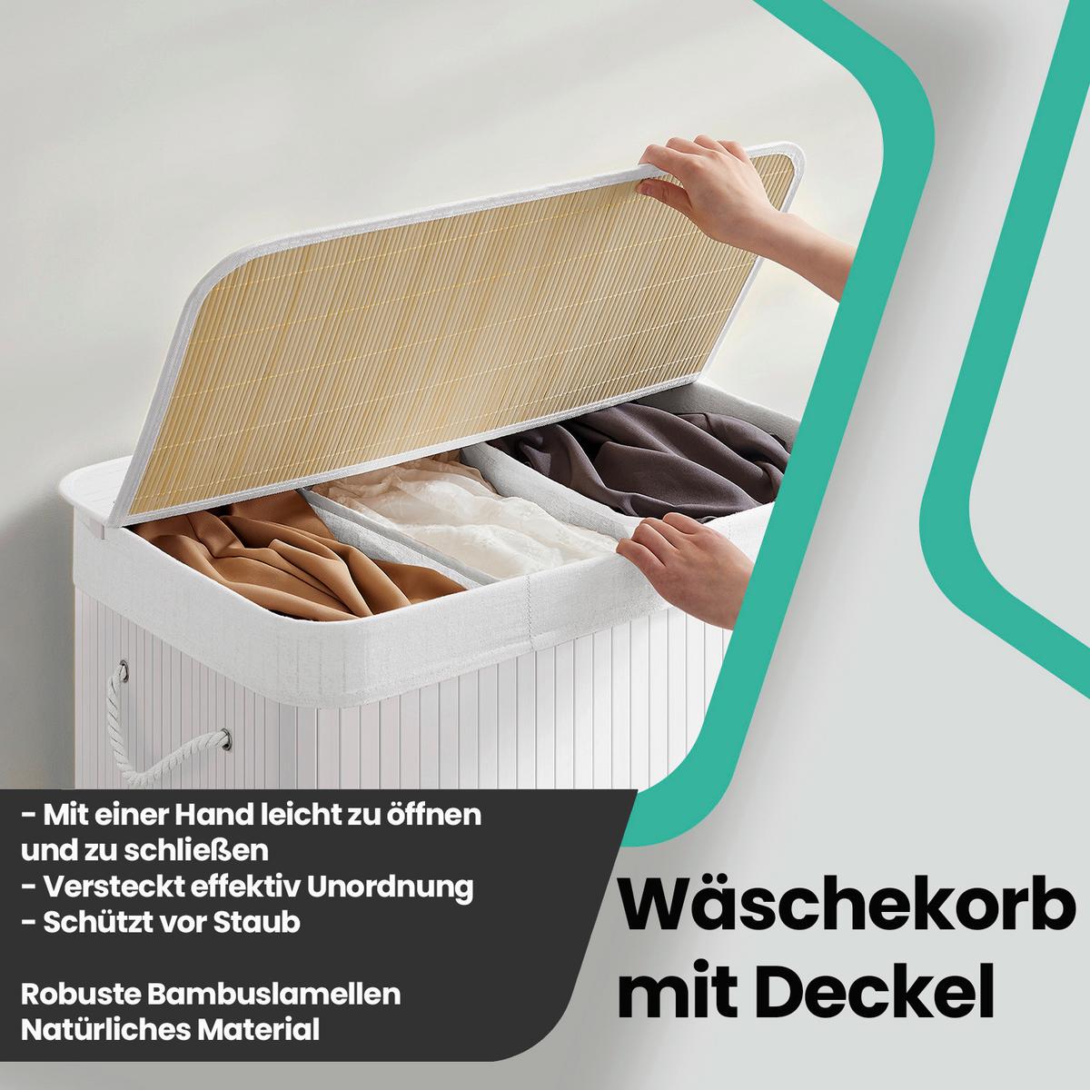 Wäschekorb Weiß B: 60 Cm - Weiß, Basics, Naturmaterialien/Textil (60/61,5/40cm)