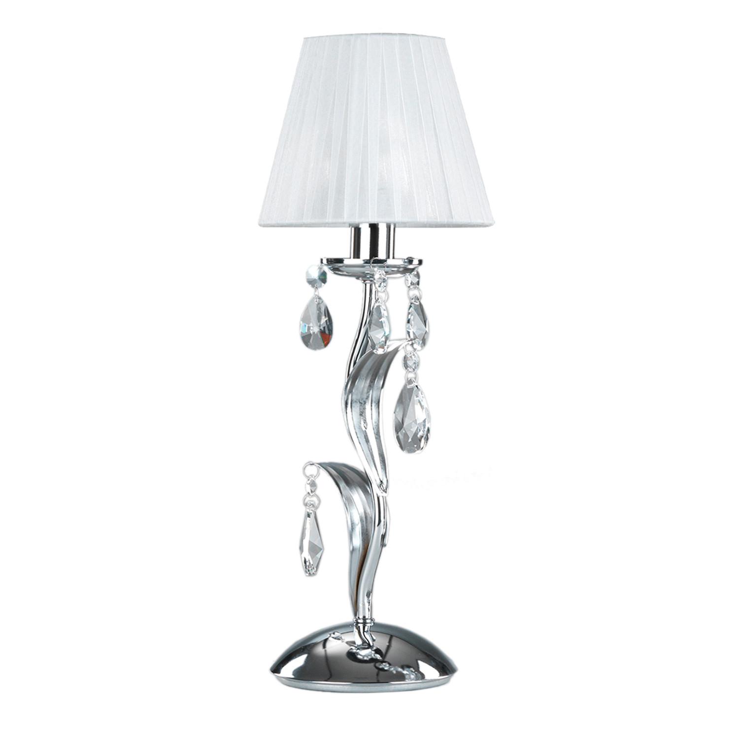 Tischleuchte 4865/L - Chromfarben/Weiß, KONVENTIONELL, Textil/Metall (16/45cm)