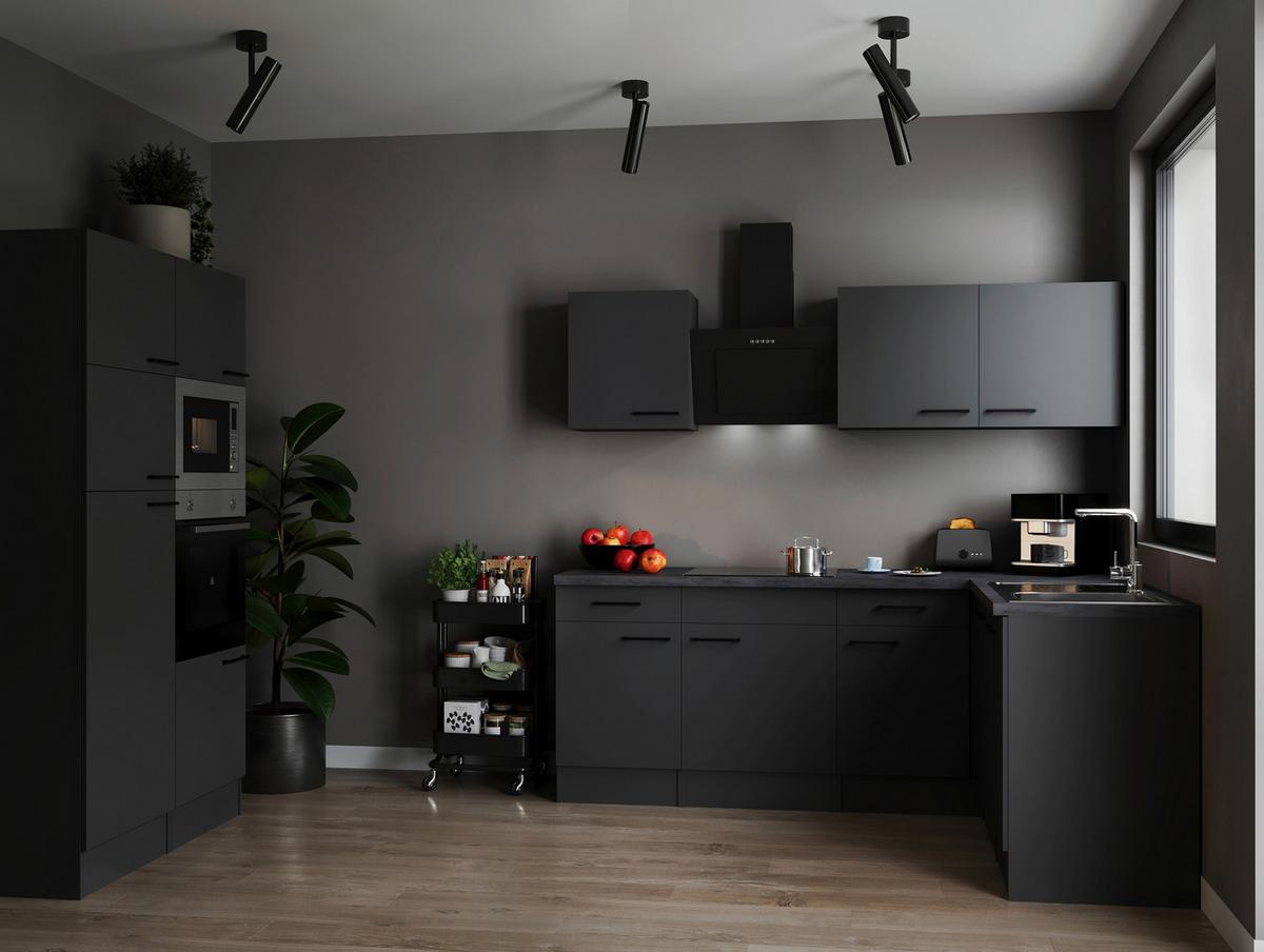 Eckküche Oliver Dunkelgrau S: 340x172cm - Dunkelgrau/Grau, Design, Holzwerkstoff (340/172cm) - Respekta