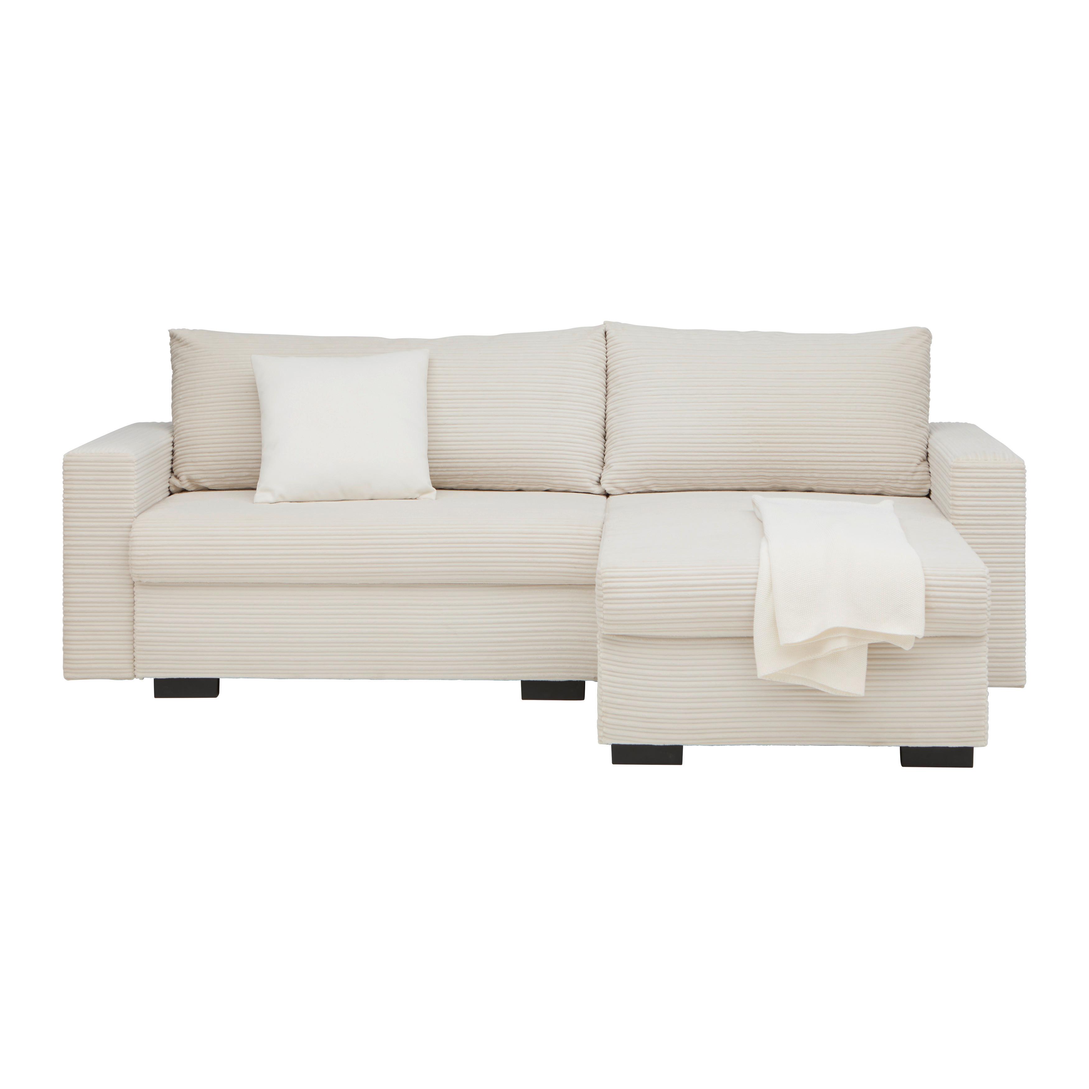 Rohová sedačka GENEVE, obojstranná, béžový menčester - čierna/béžová, Konventionell, textil/plast (225/86/167cm) - Mömax