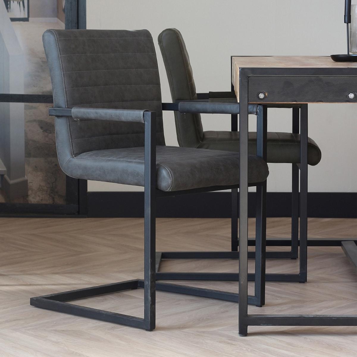 SADA STOLIČIEK S PODRÚČKAMI KUBIS - čierna/sivá, Lifestyle, kov/textil (54/86/57cm) - MID.YOU