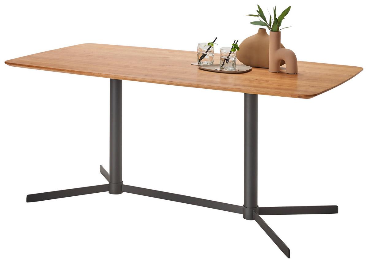 Jedálenský stôl VALETTA 160 - černá/barvy dubu, Moderní, kov/dřevo (160/76/90cm) - Premium Living