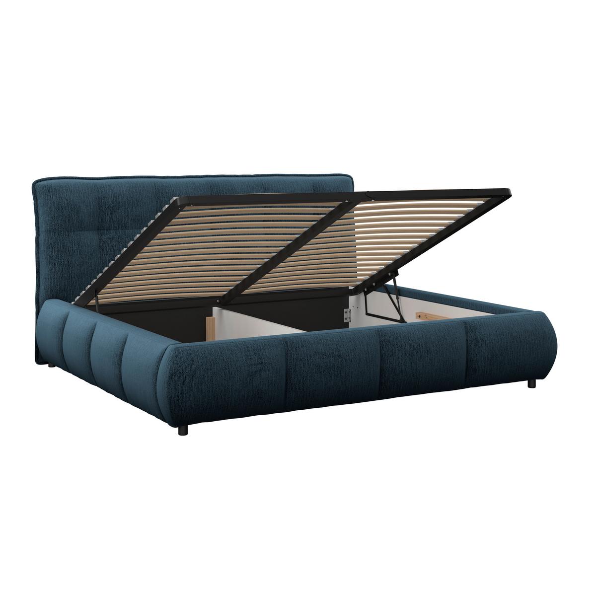Polsterbett LIMO Dunkelblau 160x200 cm - Schwarz/Dunkelblau, KONVENTIONELL, Holz/Holzwerkstoff (160/200cm) - James Wood