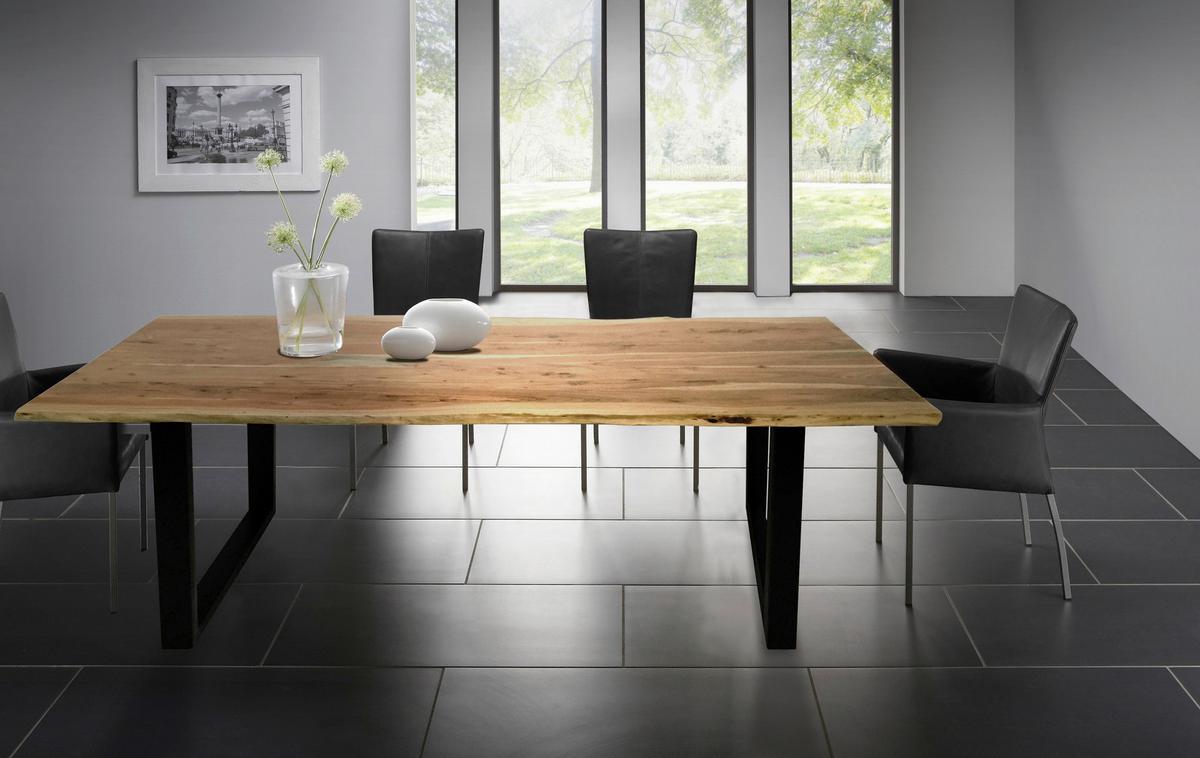 ESSTISCH Naturfarben/Schwarz L: 160cm - Schwarz/Naturfarben, MODERN, Holz/Metall (160/85/76cm) - MID.YOU