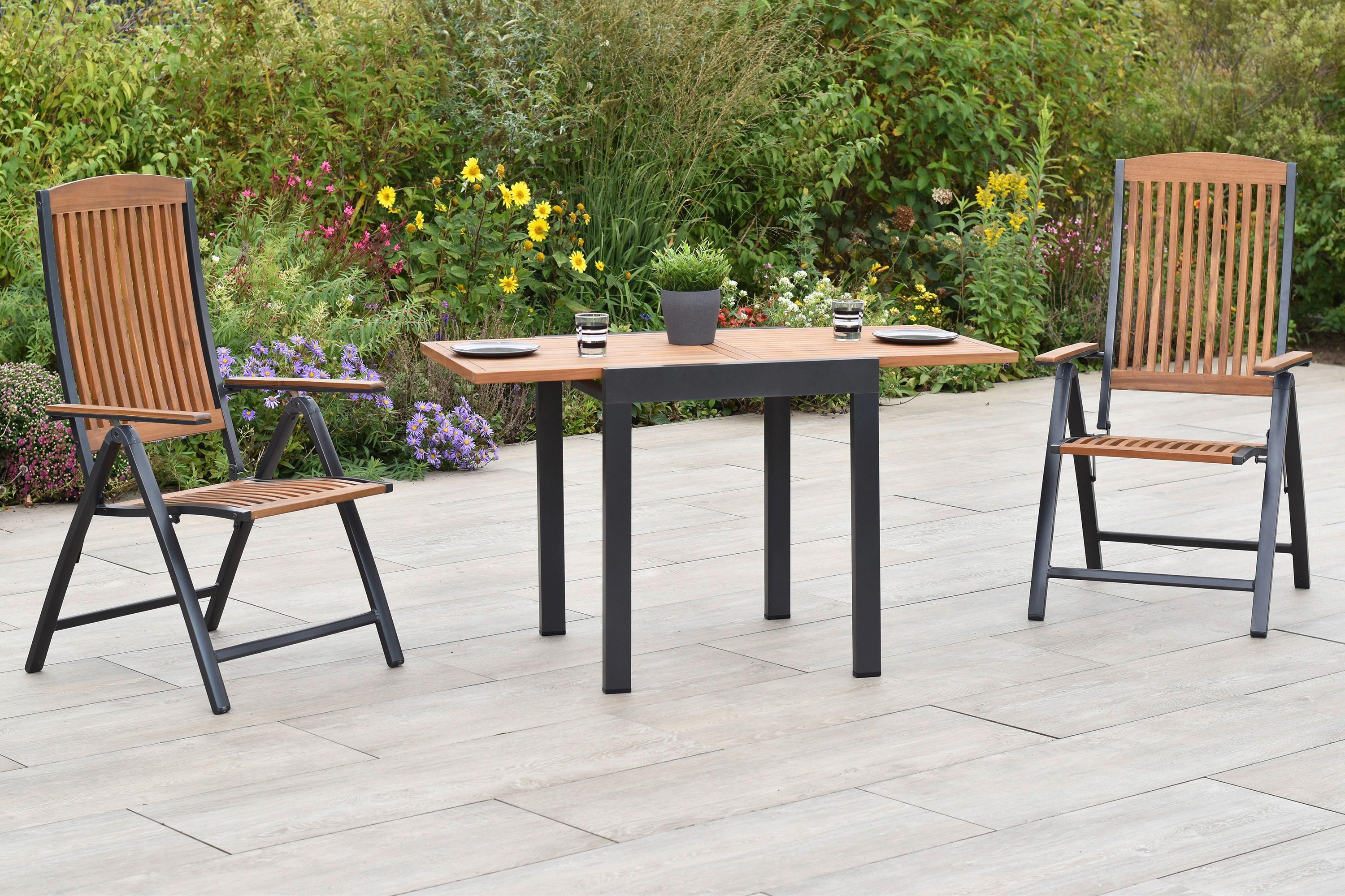 Gartenset Athos - Graphitfarben/Naturfarben, MODERN, Holz/Metall - Gardenson