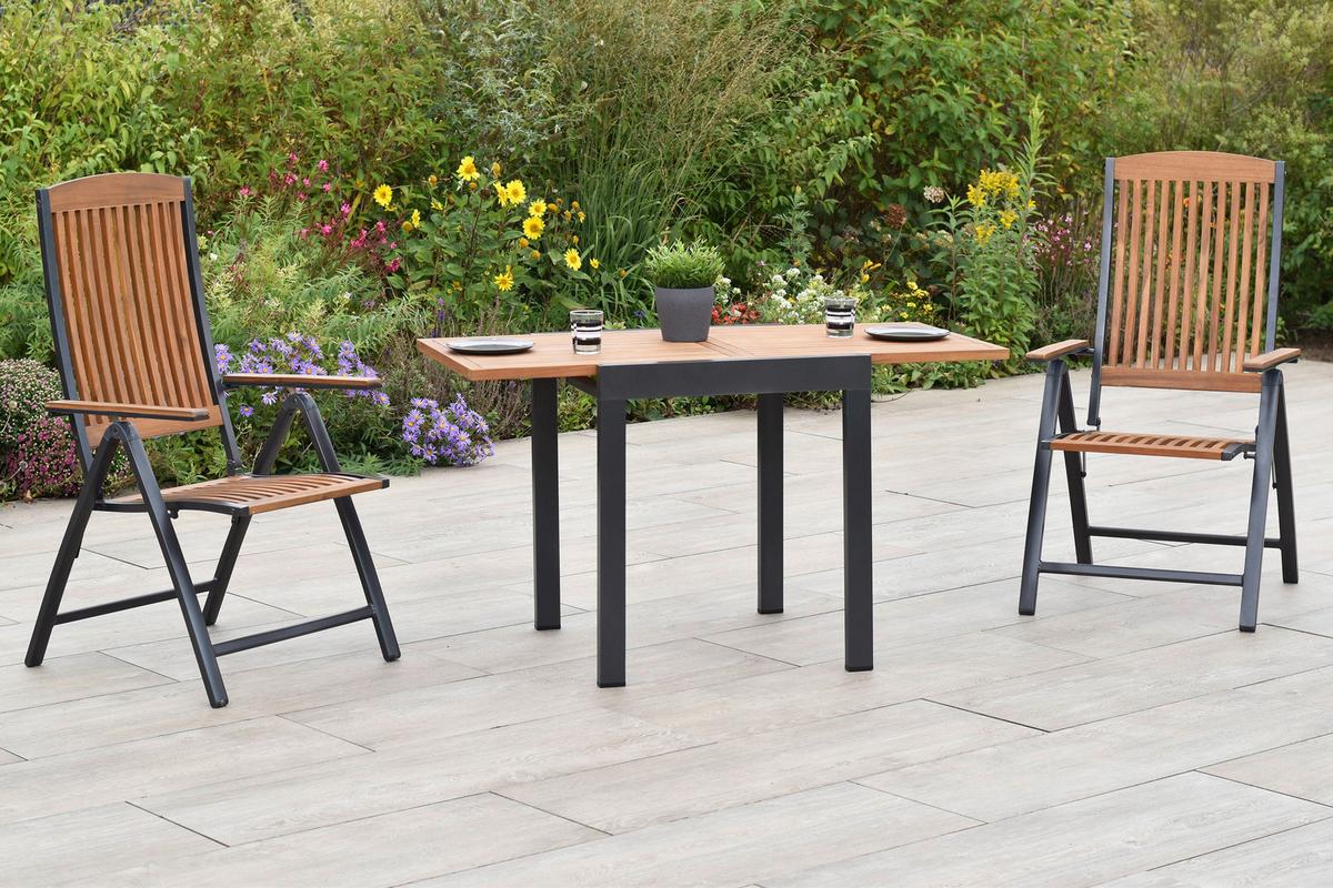 Gartenset Athos - Graphitfarben/Naturfarben, MODERN, Holz/Metall - Gardenson