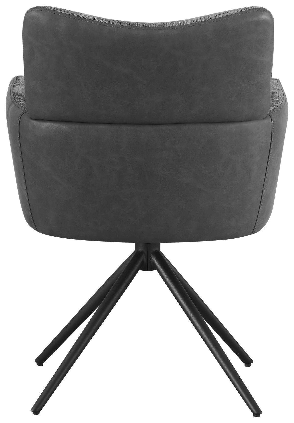 Armlehnstuhl Maja Webstoff Grau, B: 58 cm - Schwarz/Grau, KONVENTIONELL, Textil/Metall (58/84/64cm) - MID.YOU