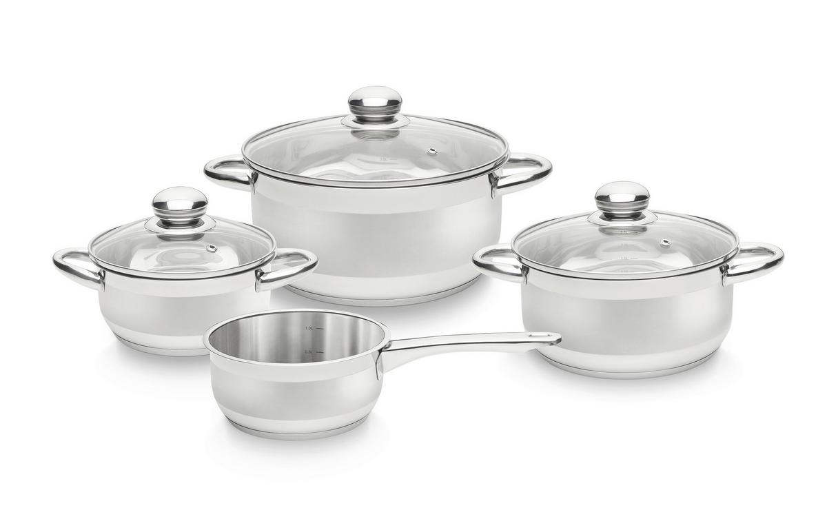 Sada hrncov Daria, 7-dielna sada - číra/strieborná, Konventionell, kov/sklo - Based