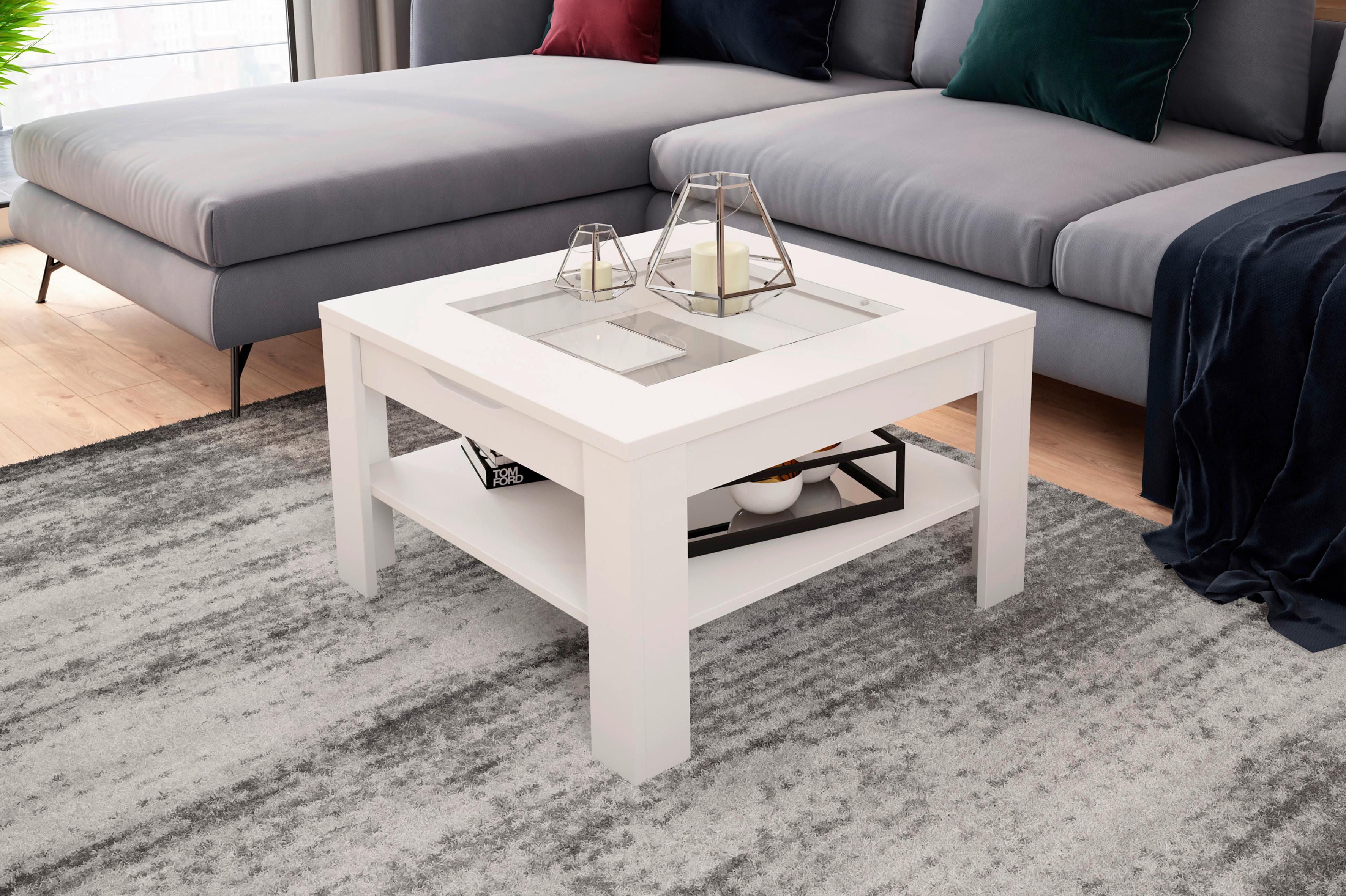 Couchtisch Ralph Weiß B: 67 Cm - Weiß, Design, Glas/Holzwerkstoff (67/43/67cm) - MID.YOU