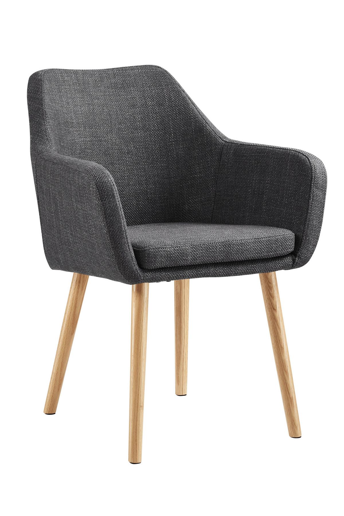 Armlehnstuhl Dunkelgrau B: 62cm - Dunkelgrau/Naturfarben, MODERN, Holz/Textil (62/84/60cm) - Livetastic