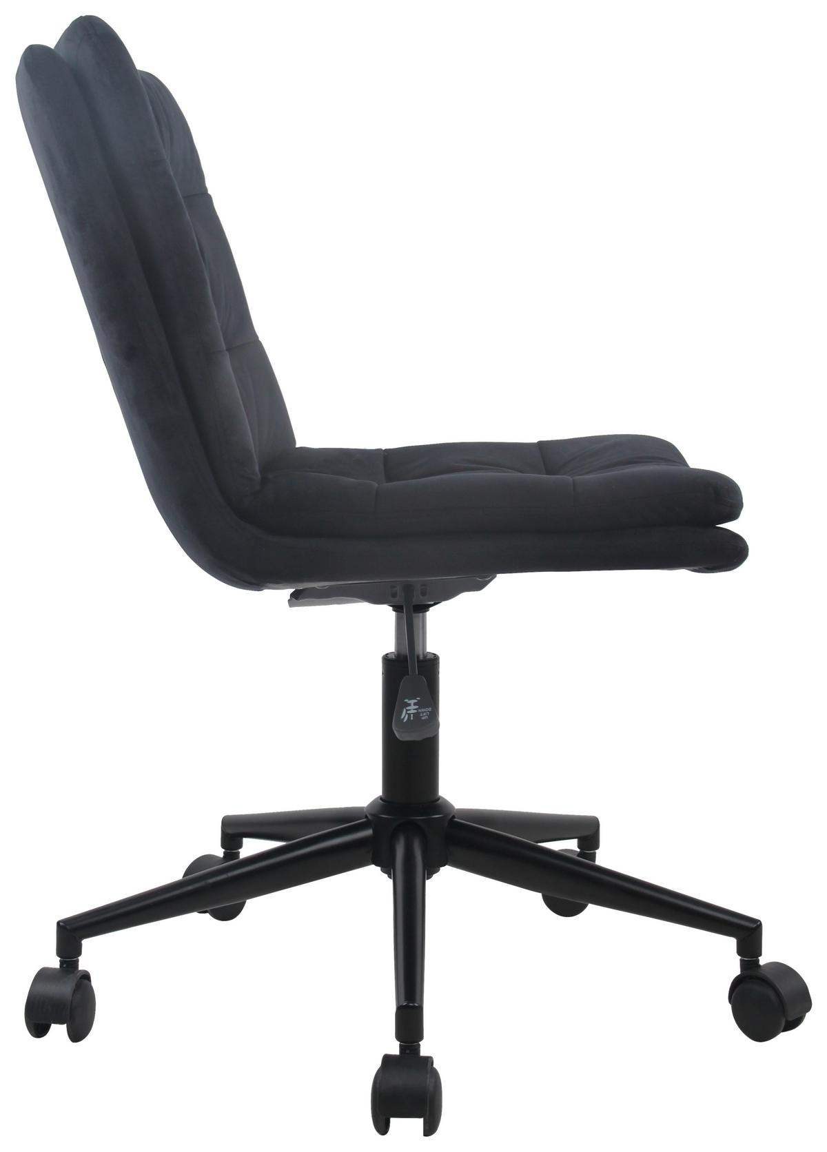 Drehstuhl Elegance Höhenverstellbar Samt Schwarz - Schwarz, MODERN, Kunststoff/Textil (42/98/45cm) - MID.YOU