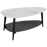 Couchtisch mit Ablageplatte Stone Weiß - Schwarz/Weiß, MODERN, Glas/Keramik (90/41/57cm)