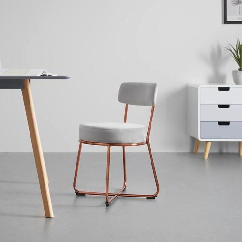 Jídelní židle PAMELA světlá šedá - světle šedá, Moderní, kov/textil (44/73/47,5cm) - Bessagi Home