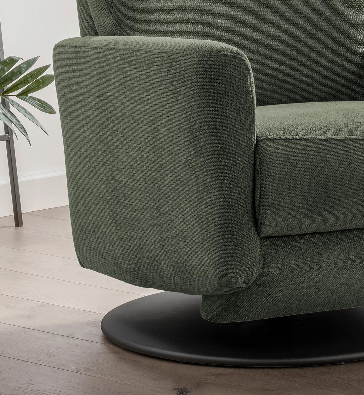 Relaxsessel Centrale T: 87-154 Cm, Dunkelgrün - Dunkelgrün/Schwarz, MODERN, Textil (77/105/87-154cm) - Livetastic