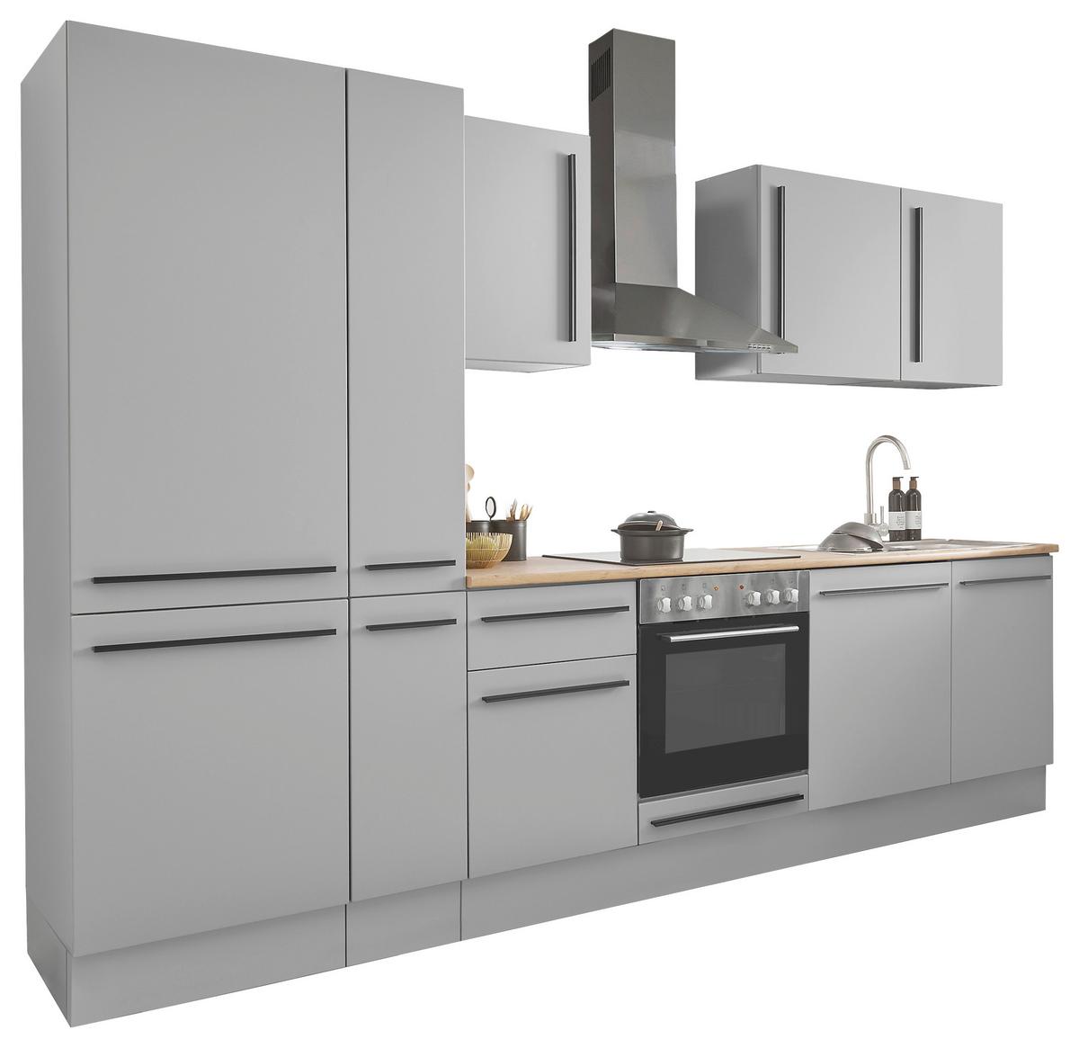 Küchenblock Denver Grau/Eiche Dekor B: 310 cm - Eichefarben/Grau, Design, Holzwerkstoff (310cm) - P & B