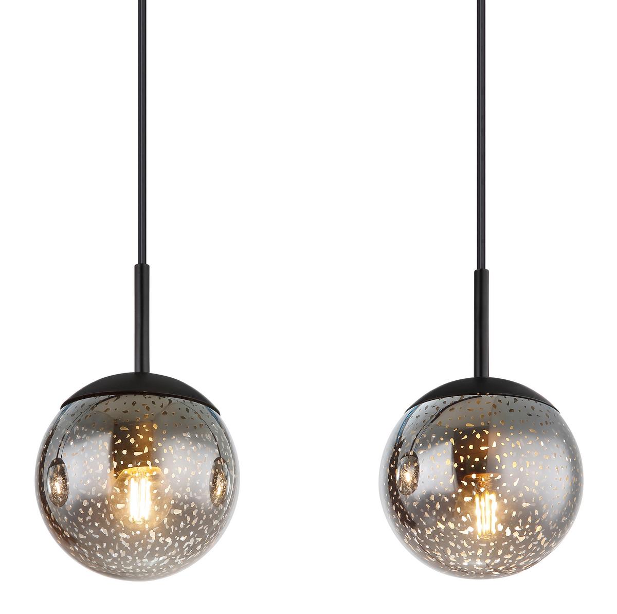 Hängeleuchte 15881-4h H: 120 Cm 4-Flammig Rauchglas - Schwarz, Design, Glas/Metall (90/15/120cm) - Globo