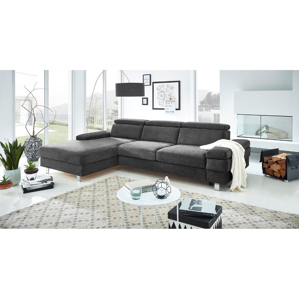 Ecksofa Elvis, Anthrazit S: 182x259 Cm - Anthrazit/Silberfarben, KONVENTIONELL, Textil (182/259cm) - Trendmanufaktur