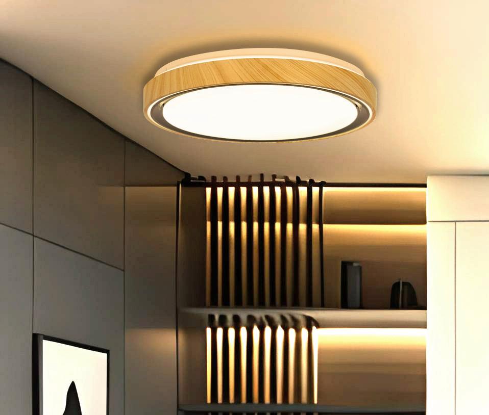 LED-Deckenleuchte 14-33932 Aflo - Eichefarben/Schwarz, Natur, Kunststoff/Metall (38/38/7.5cm)