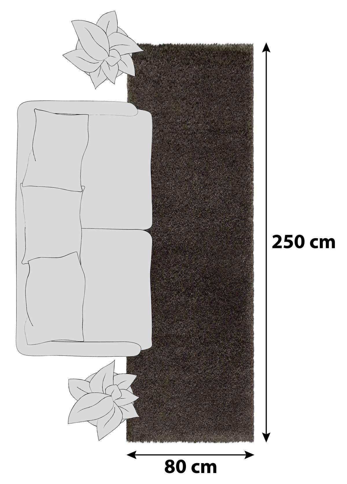 Hochflor Teppich Braun Naturfaser Fluffy 80x250 Cm - Braun, Basics, Textil (80/250cm)