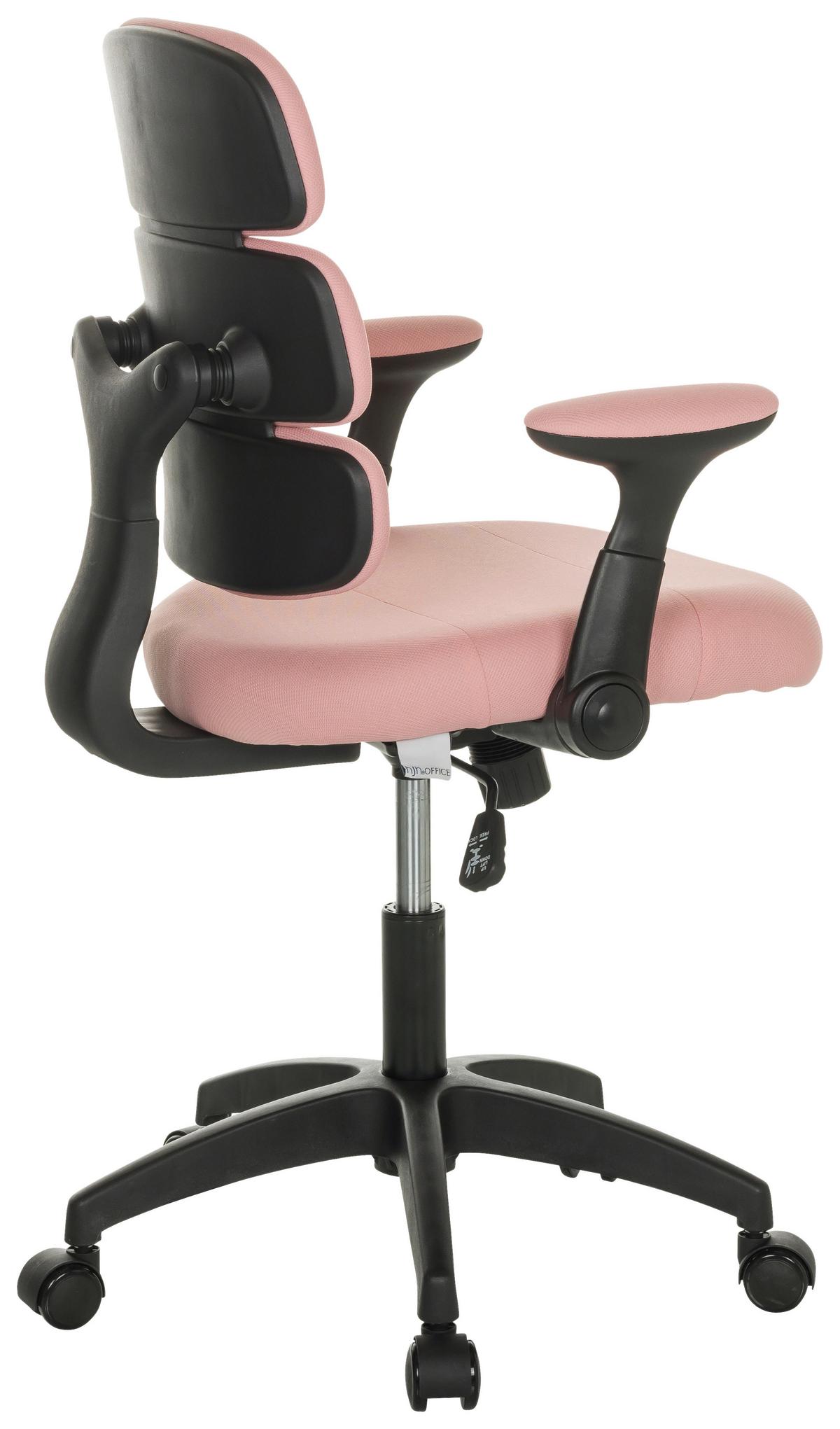 Jugenddrehstuhl Kid Ergolino B mit Armstützen Rosa Bis 100 Kg - Schwarz/Rosa, Basics, Kunststoff/Textil (62/86-97/62cm) - MID.YOU