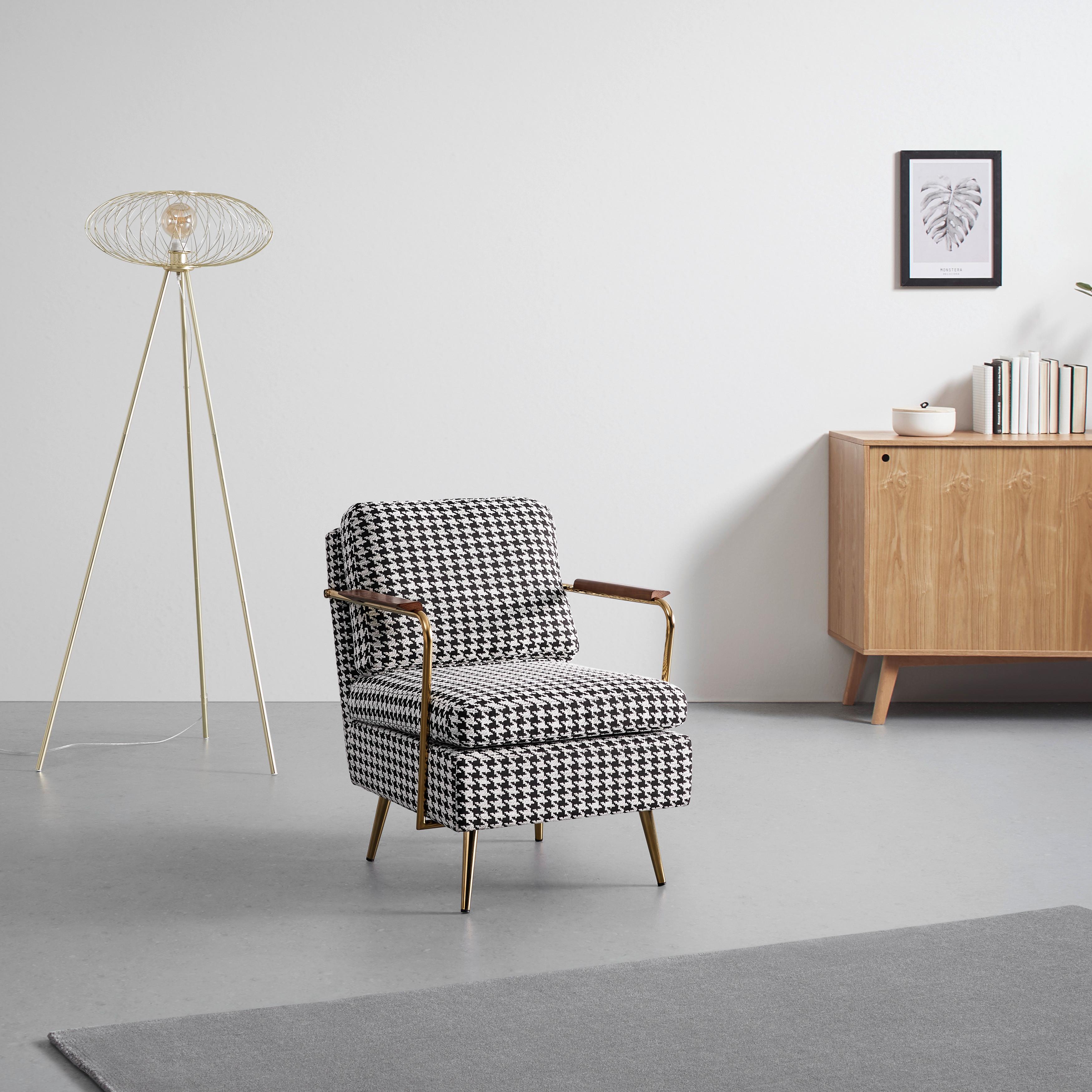 Kreslo V Retro Dizajne Vivien Čierno-Biele - čierna/biela, Moderný, kov/drevo (66/73/83cm) - Bessagi Home