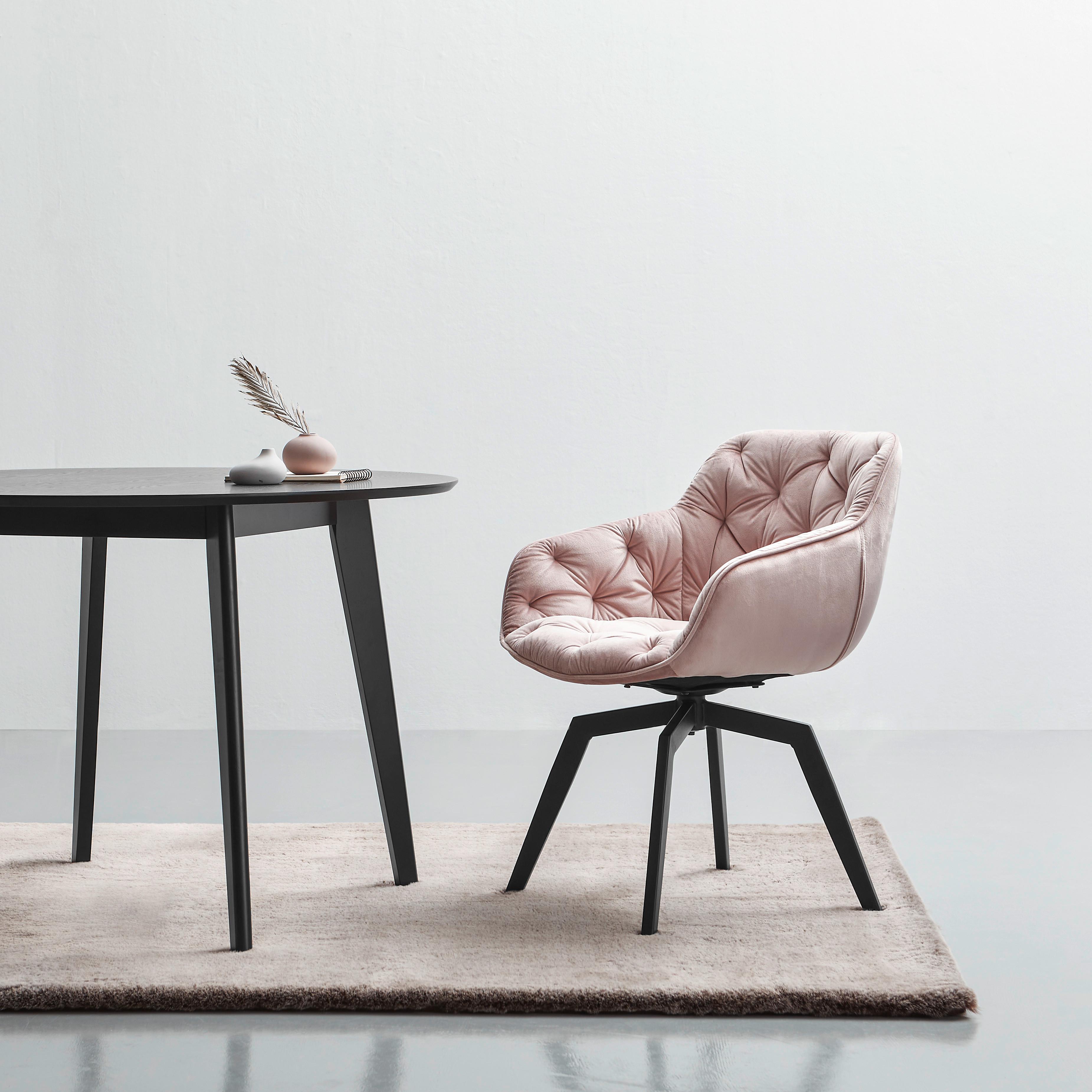 Armlehnstuhl-Set 2er Avegno Rosa mit drehbare Sitzfläche - Schwarz/Rosa, MODERN, Holz/Textil (58/83/63cm) - Livetastic