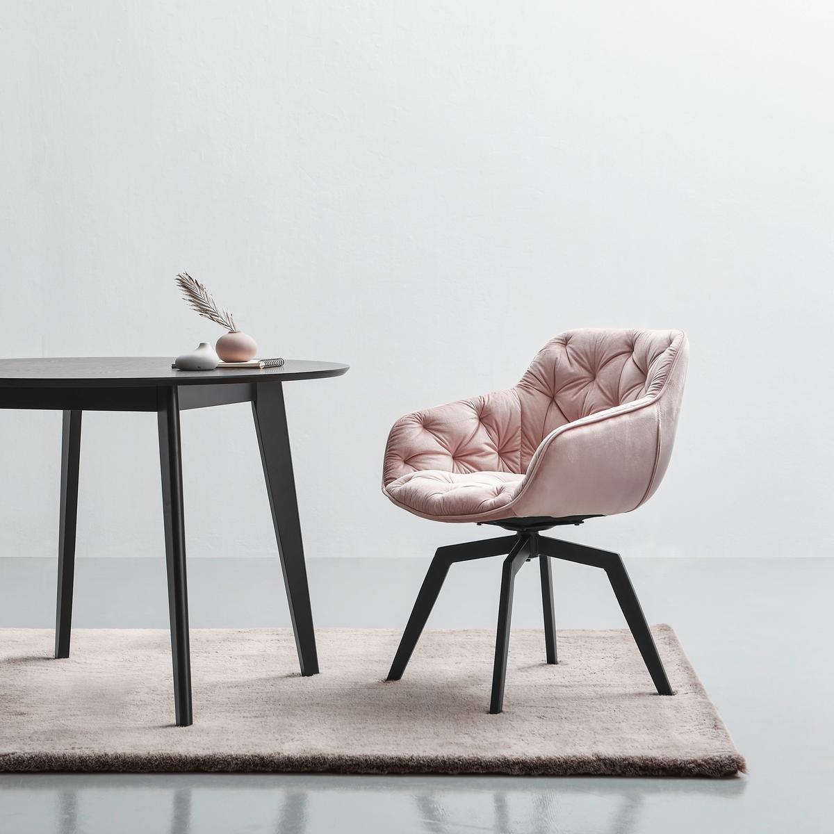 Armlehnstuhl Avegno Rosa mit drehbare Sitzfläche - Schwarz/Rosa, MODERN, Holz/Textil (58/83/63cm) - Livetastic