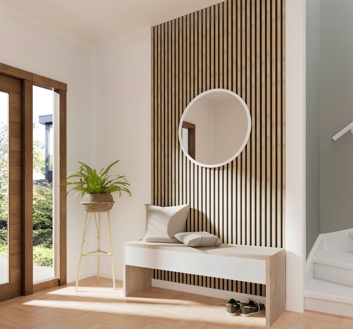 Akusztikus Panel Decowall 260/30cm - tölgyfa színű, Modern, műanyag/faalapú anyag (30/260/1,7cm)