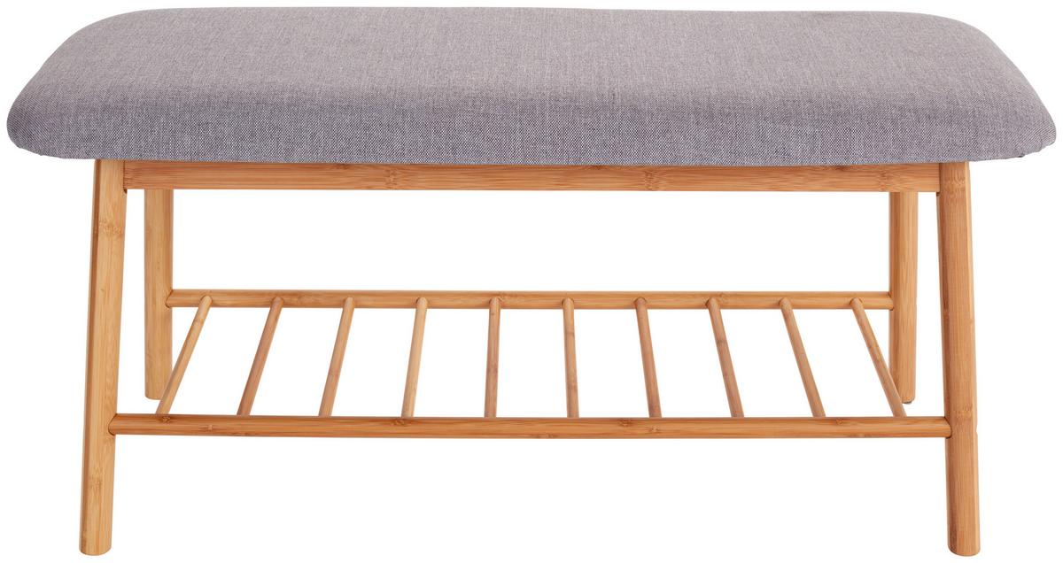 Garderobenbank Hagen B: 90cm Ablage, Grau/bambus - Naturfarben/Grau, MODERN, Holz/Textil (90/44/34cm) - Ondega