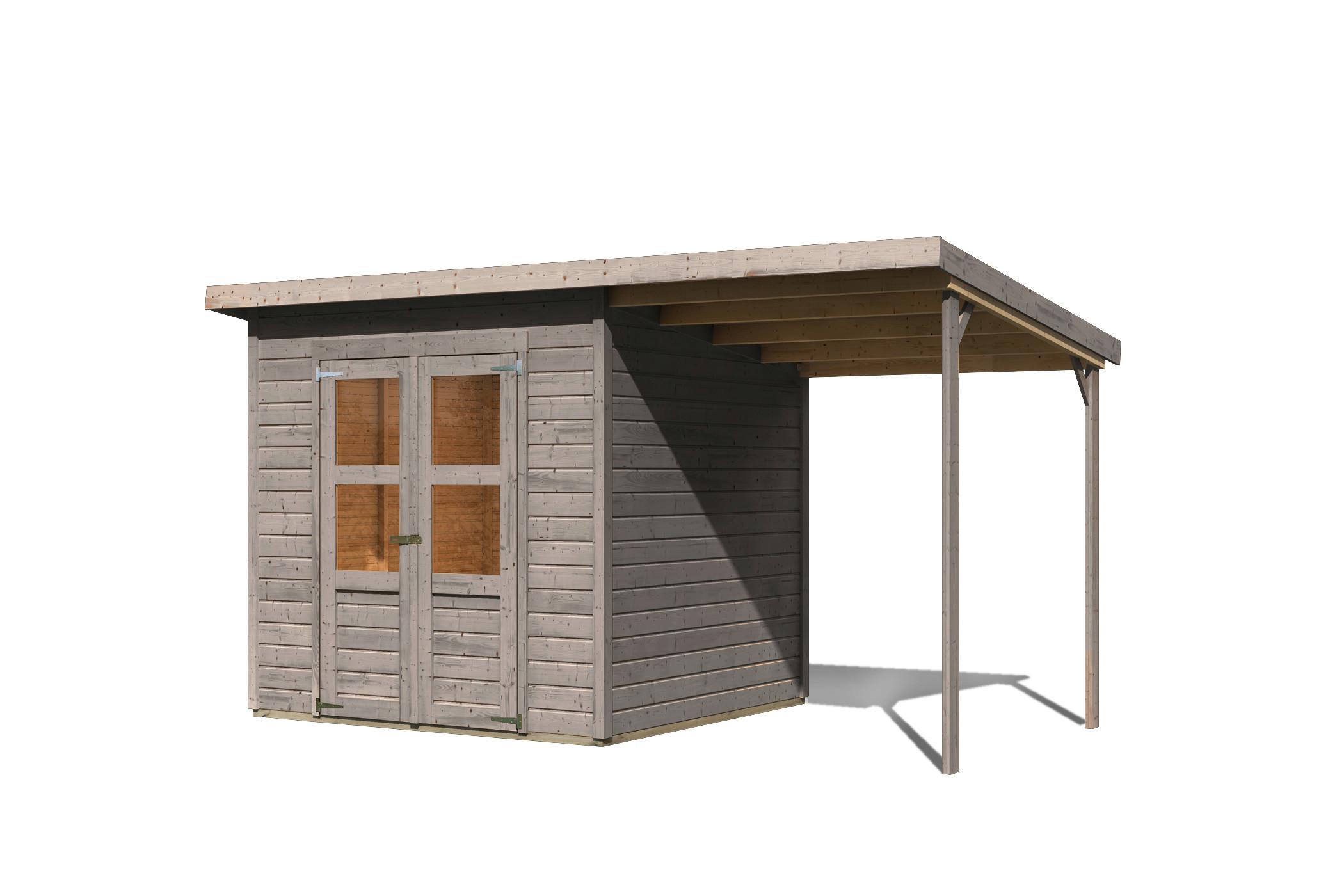 Gartenhaus Kappeln 4 Hellgrau, exkl. Fußboden - Hellgrau, Basics, Holz (212/214/220cm)