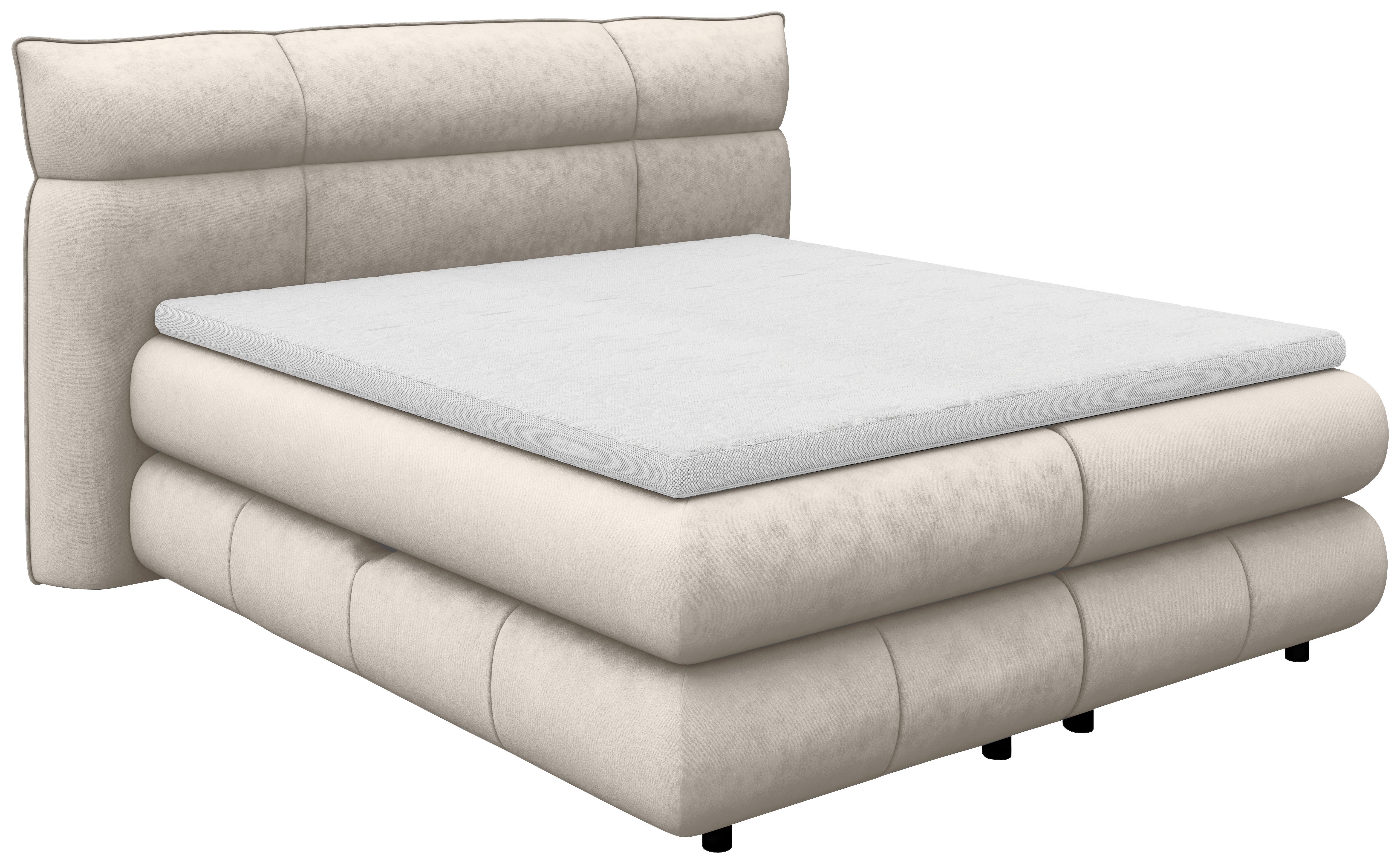 Boxspringbett Carmelo Beige 160x200 cm H3 - Beige/Schwarz, Trend, Textil (160/200cm)