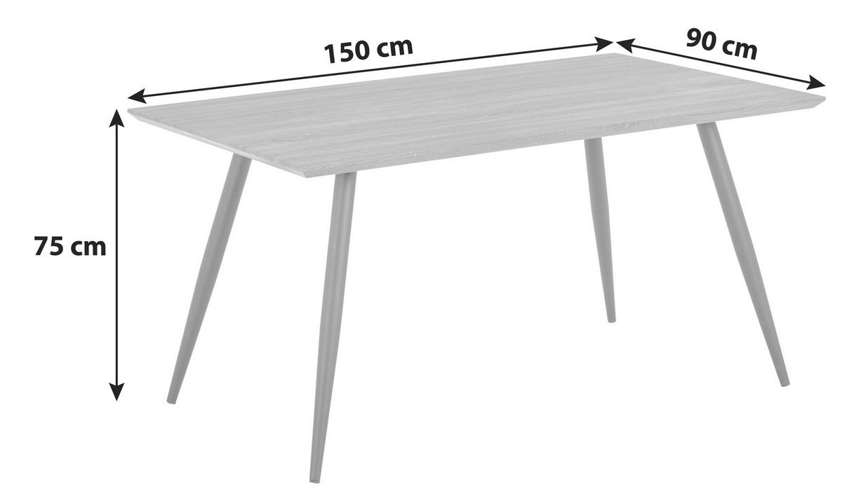 Étkezőasztal Porto 150/90 Cm - fekete, Modern, faalapú anyag/fém (150/75/90cm) - MID.YOU