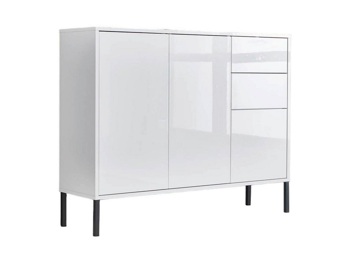 Kommode 105,5 Mailand Typ 10 + Mf, Weiß - Weiß Hochglanz/Anthrazit, MODERN, Holzwerkstoff (105,5/86/33cm) - MID.YOU