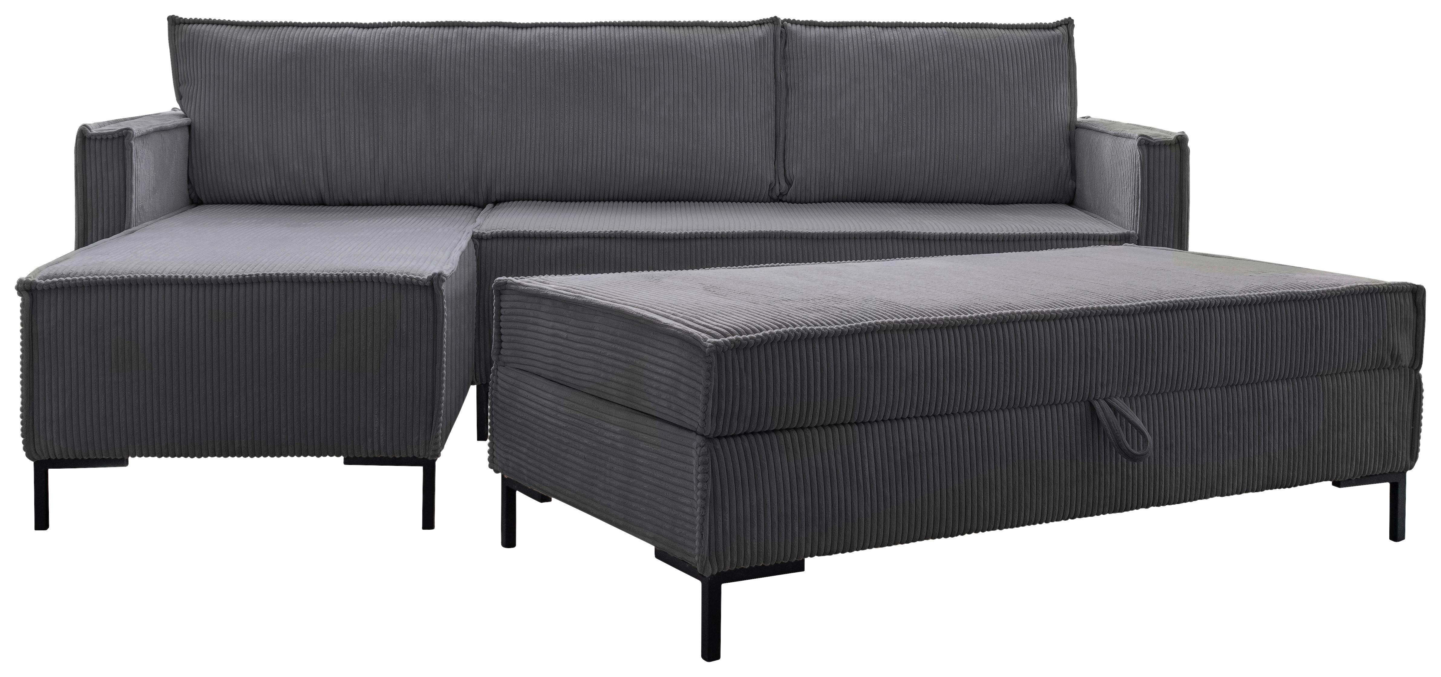 Rohová sedací souprava, šedá - šedá/černá, Design, kov/textil (232/90/154cm) - MID.YOU