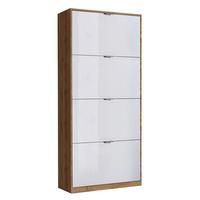 Cipősszekrény Yoro 4 64/157,4cm - Wotan tölgy/magasfényű fehér, Konventionell, faalapú anyag (64/157,4/19cm)