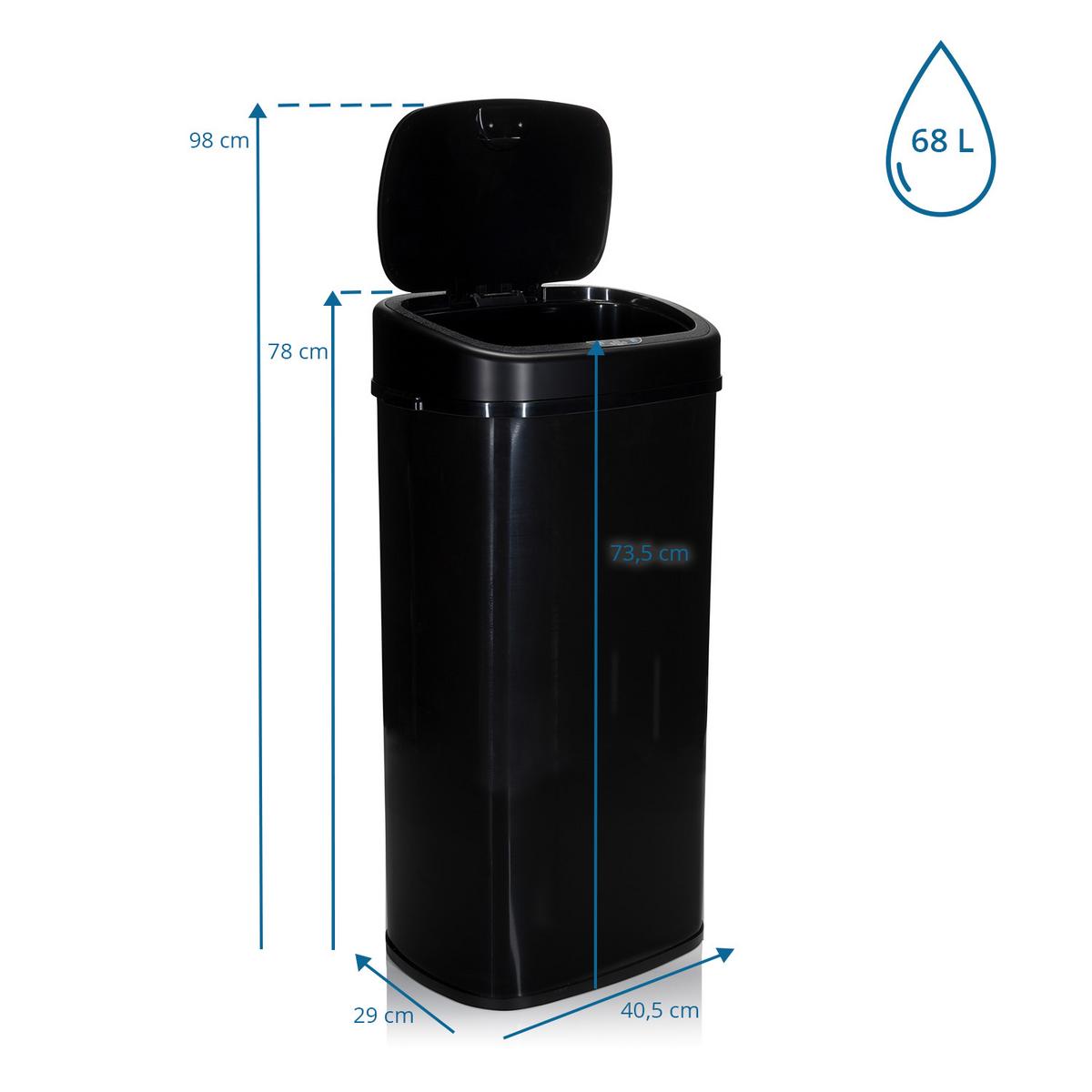 Abfallsammler Clean Vi Schwarz - Silberfarben/Schwarz, MODERN, Kunststoff/Metall (40/78/29cm) - MID.YOU