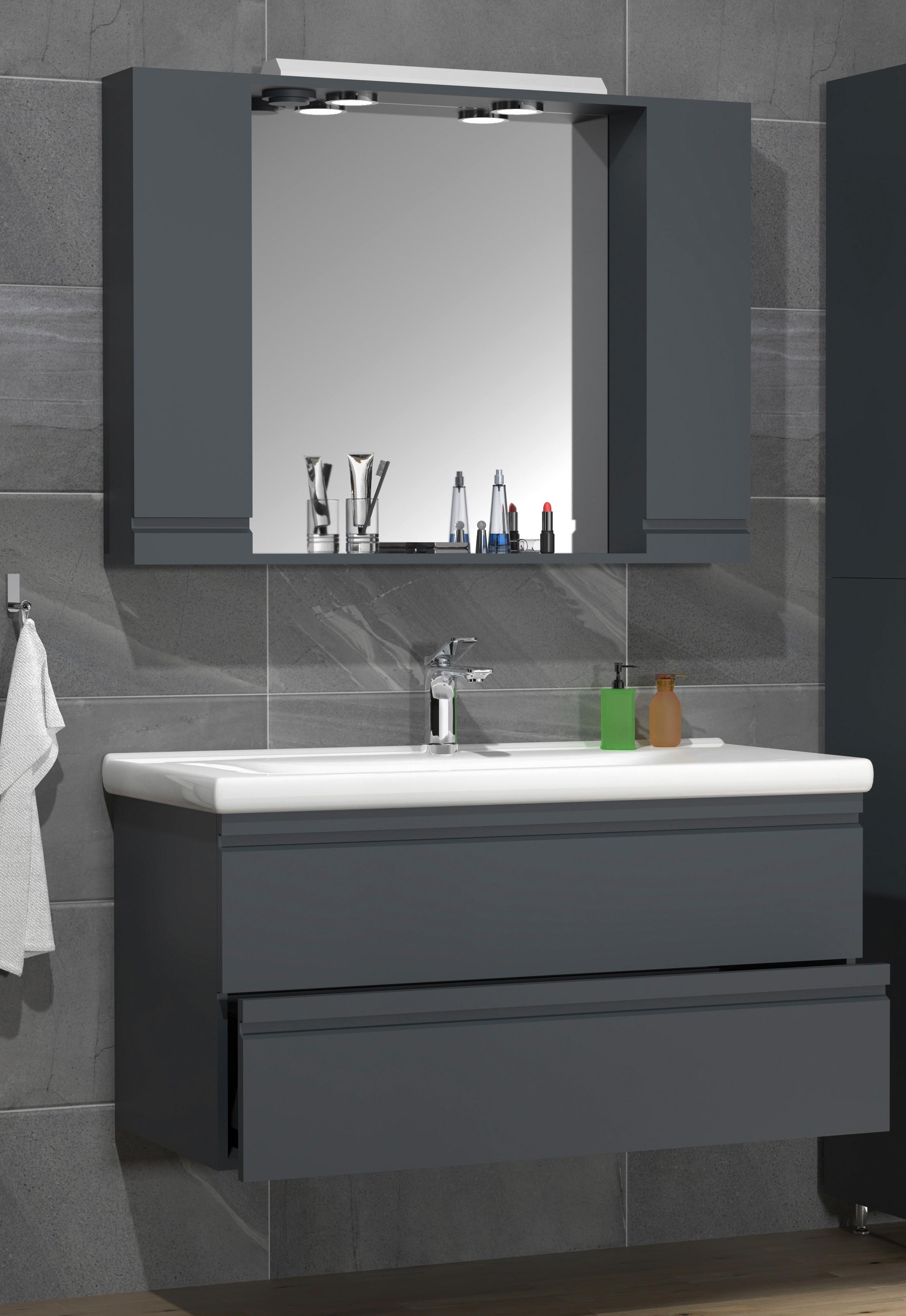 Badezimmer Silora Xl - Anthrazit/Weiß, MODERN, Glas/Keramik (100cm) - MID.YOU