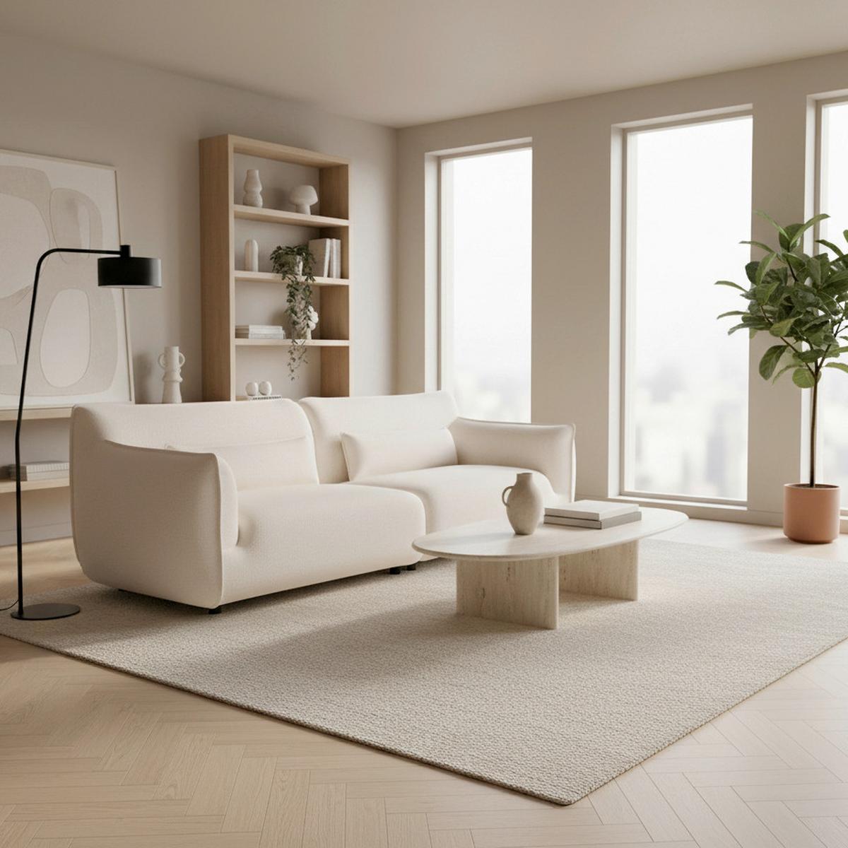 Velká pohovka CLARA, krémová - černá/béžová, Moderní, kov/dřevo (284/86/111cm) - Bessagi Home