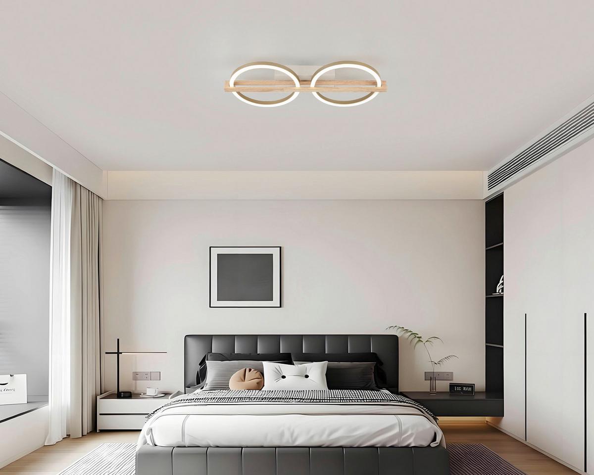 LED-DECKENLEUCHTE CAMILLO - Champagner/Naturfarben, Basics, Holzwerkstoff/Kunststoff (46/20/6cm) - Luca Bessoni