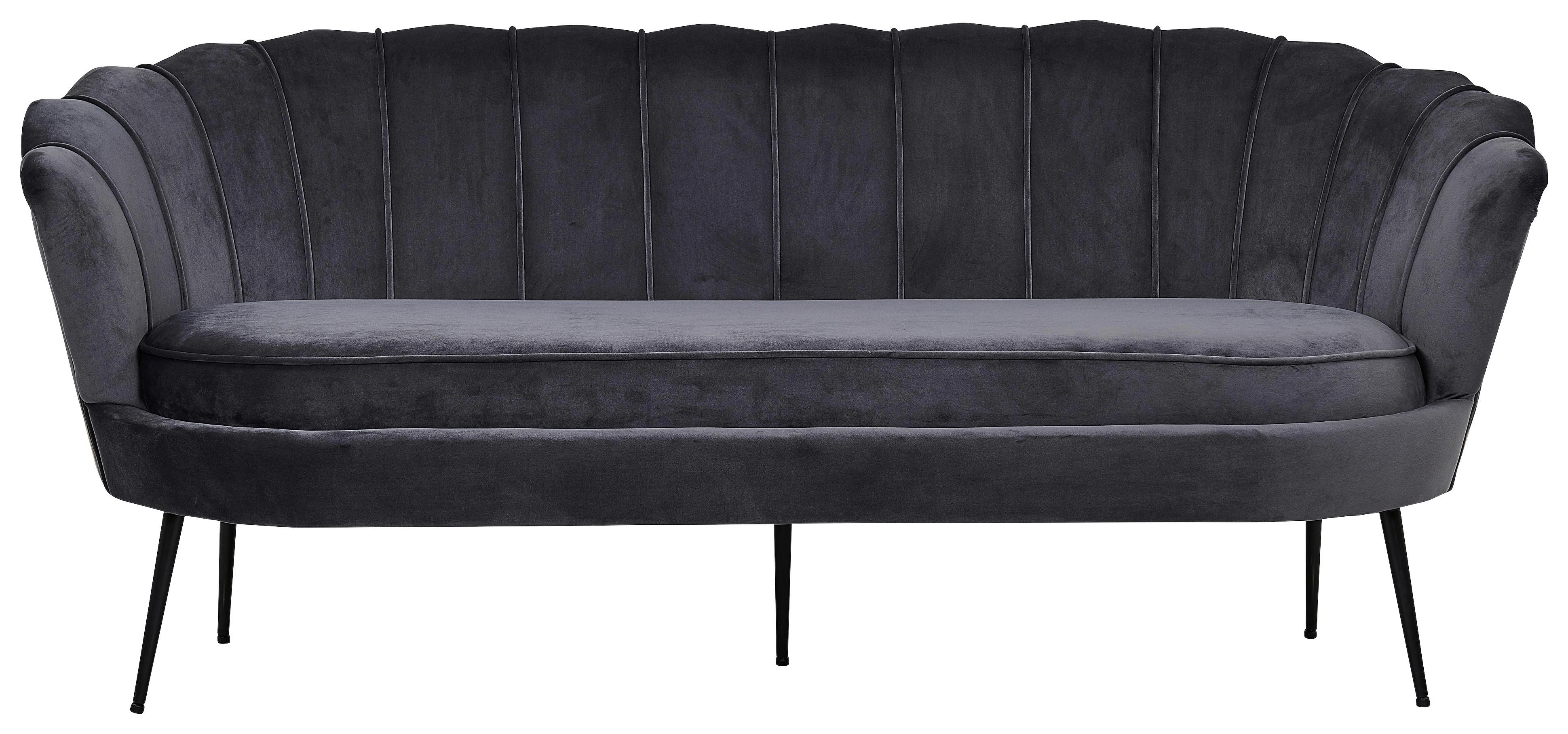 2-sitzer-sofa Calais - Dunkelgrau/Schwarz, Design, Textil/Metall (180/78.5/78cm) - Livetastic