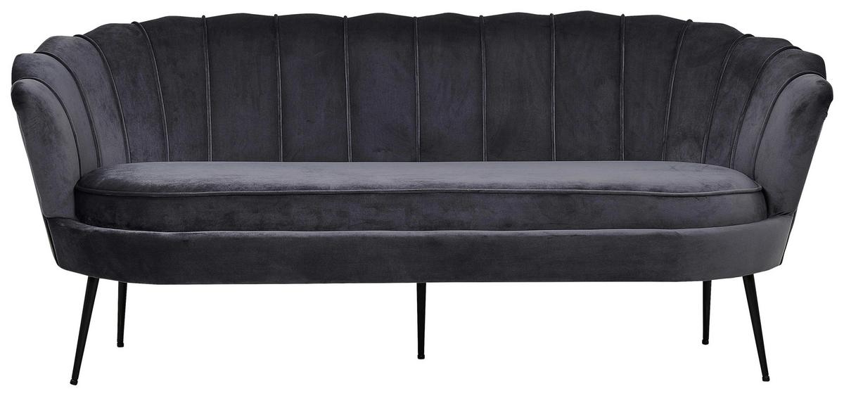 2-Sitzer-Sofa Calais - Dunkelgrau/Schwarz, Design, Textil/Metall (180/78.5/78cm) - Livetastic