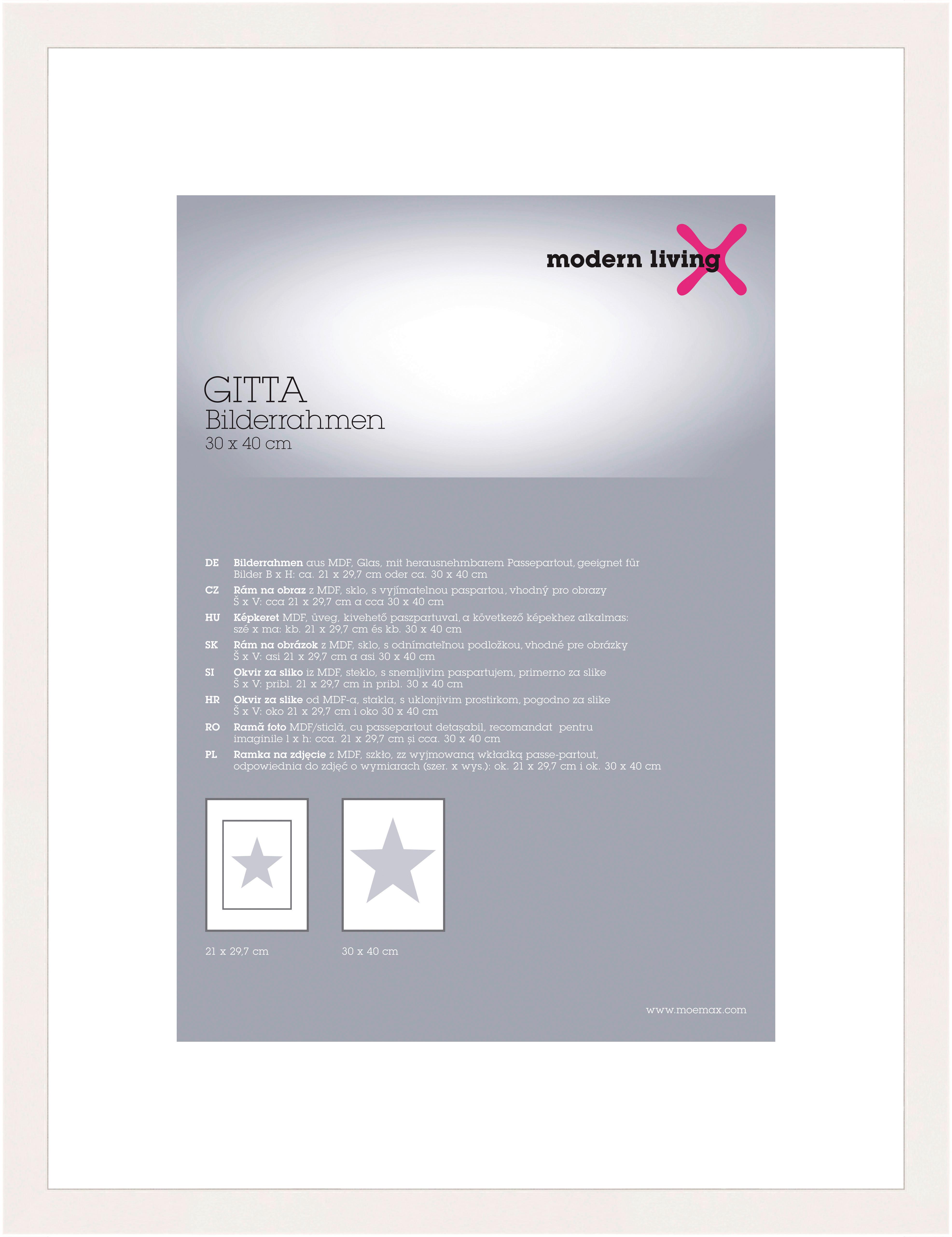 RÁM NA OBRAZY GITTA 30x40 cm - biela, Modern, kompozitné drevo/sklo (30/40cm) - Modern Living