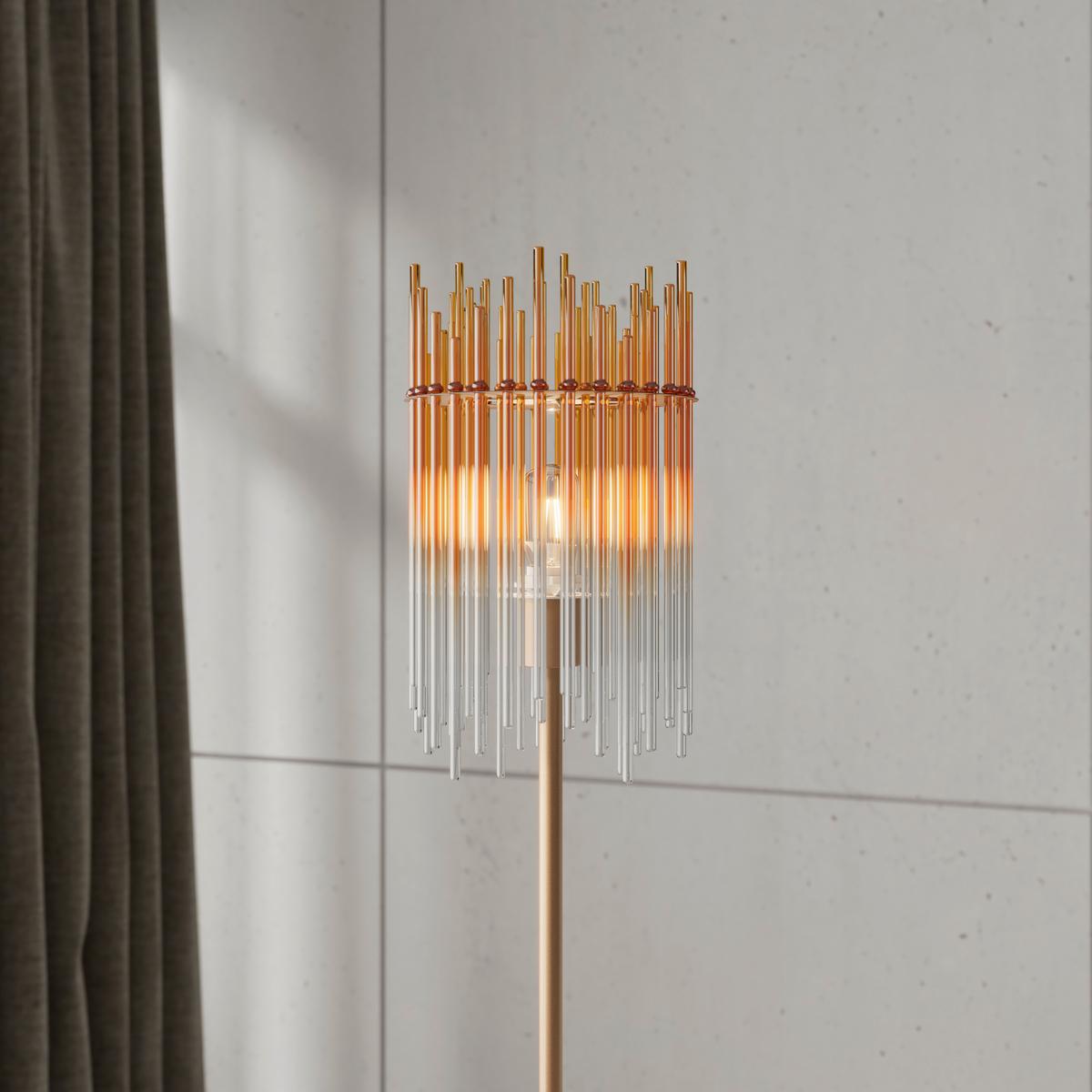 STEHLEUCHTE STAB - Champagner/Transparent, MODERN, Glas/Kunststoff (25l)