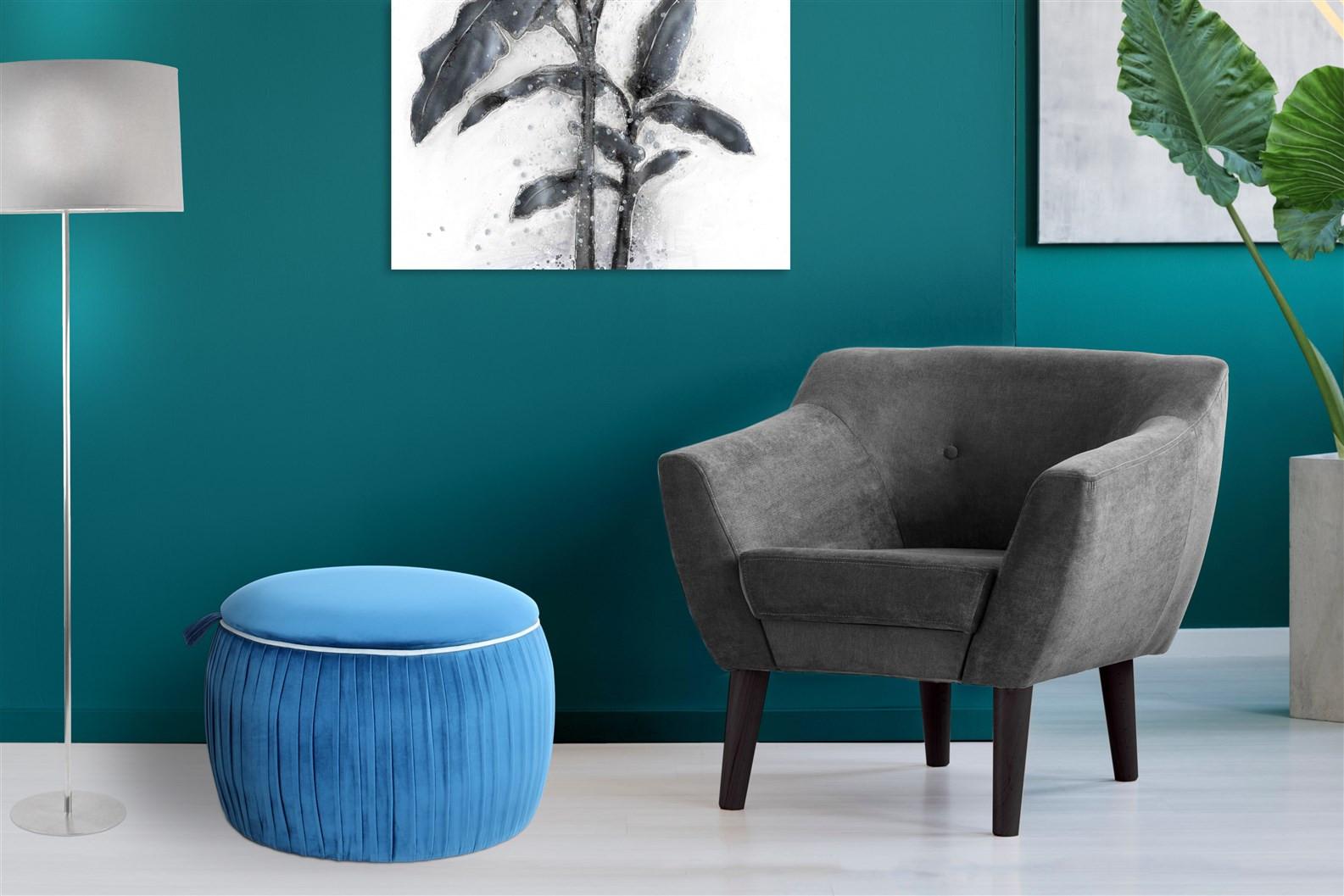 Hocker Adoree Bau B: 63 cm - Blau, Design, Textil (63cm) - Kayoom