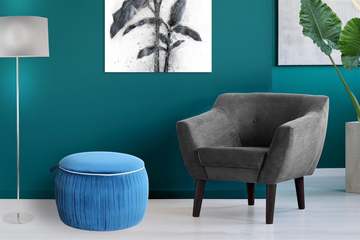 Hocker Adoree Bau B: 63 Cm - Blau, Design, Textil (63cm) - Kayoom