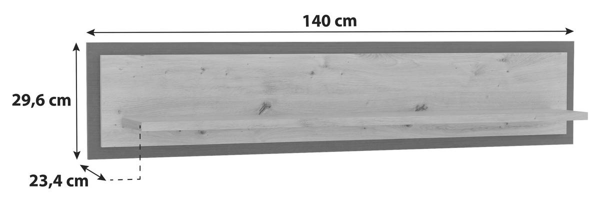 Wandboard Trondheim B: 140 cm Artisan Eiche Dekor - Eichefarben/Schwarz, Basics, Holzwerkstoff/Kunststoff (140/29,6/23,4cm) - Livetastic