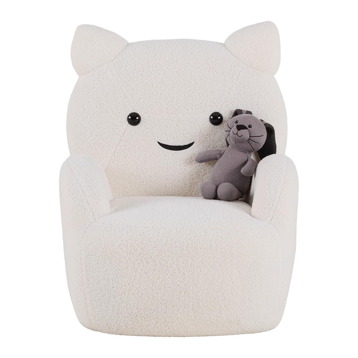 Křeslo KITTI, bílá tkanina TEDDY - bílá, Romantický / Rustikální, dřevo/textil (59/40/72cm) - Prenneis