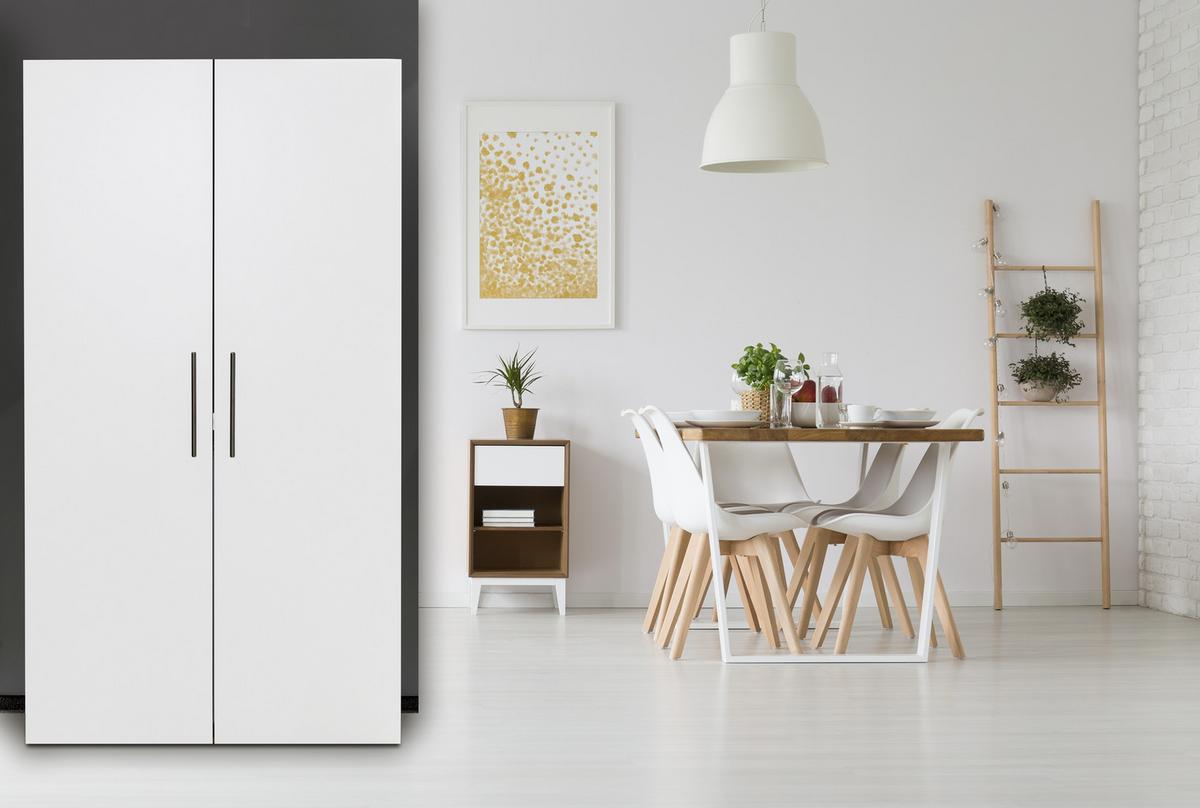 Schrankküche mit Kühlschrank + Kochfeld 104 cm Elegant - Weiß, MODERN, Holzwerkstoff/Metall (104/193/67cm) - Respekta