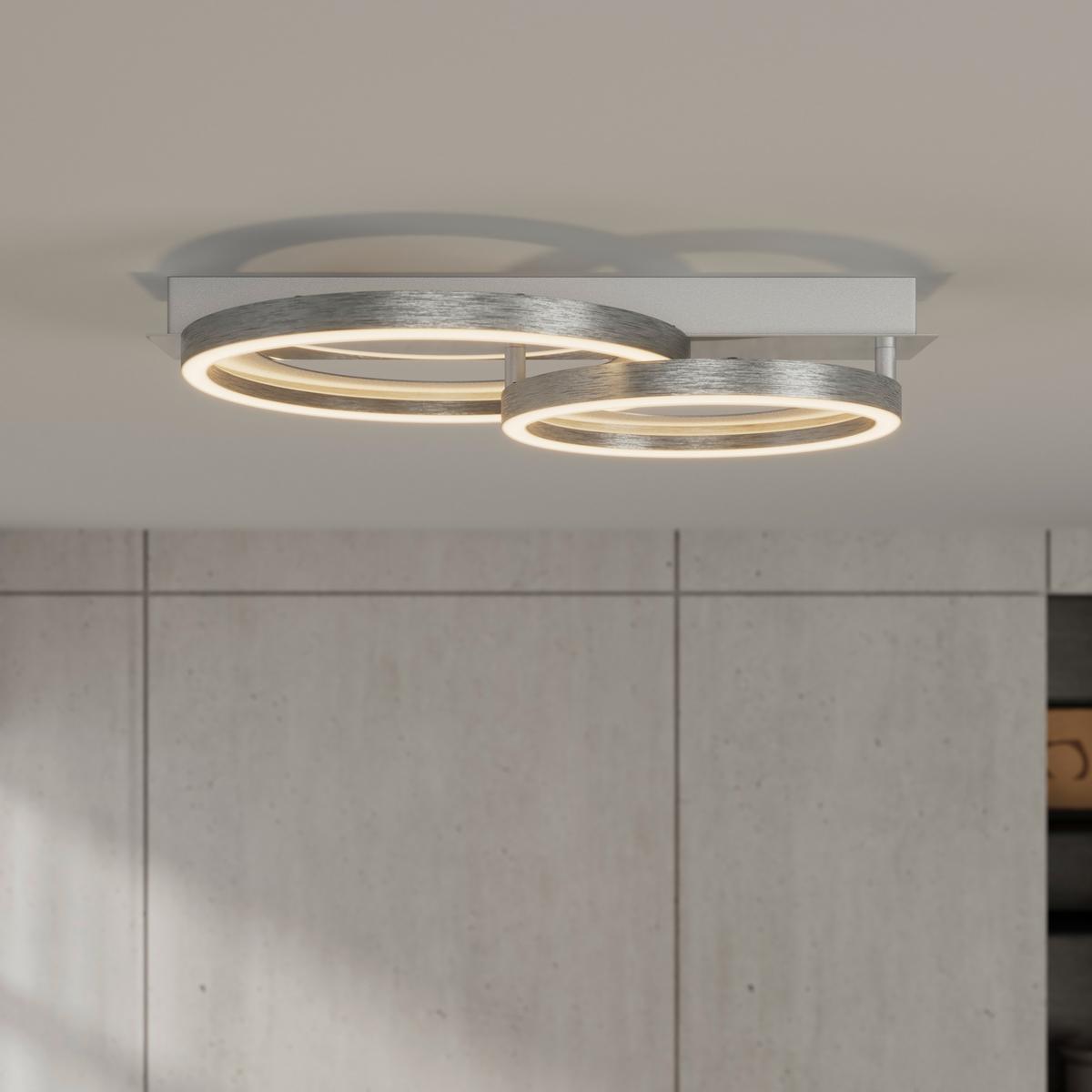 LED-DECKENLEUCHTE CALOGERO - Chromfarben/Silberfarben, Basics, Kunststoff/Metall (46/30,4/8cm) - Luca Bessoni
