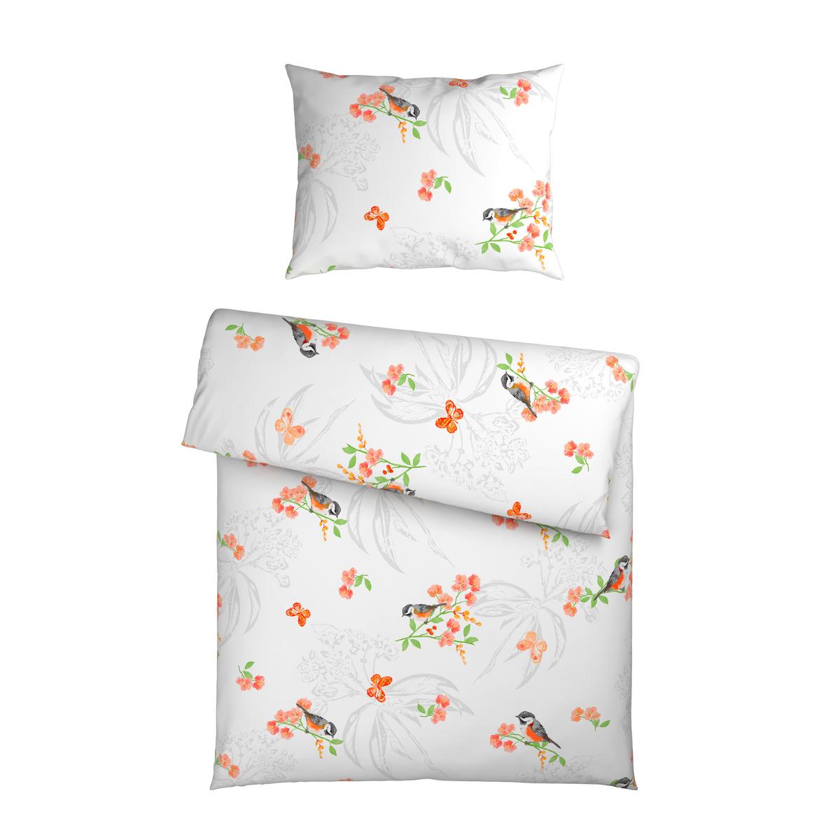 Bettwäsche Amalia - Orange/Weiß, ROMANTIK / LANDHAUS, Textil - James Wood